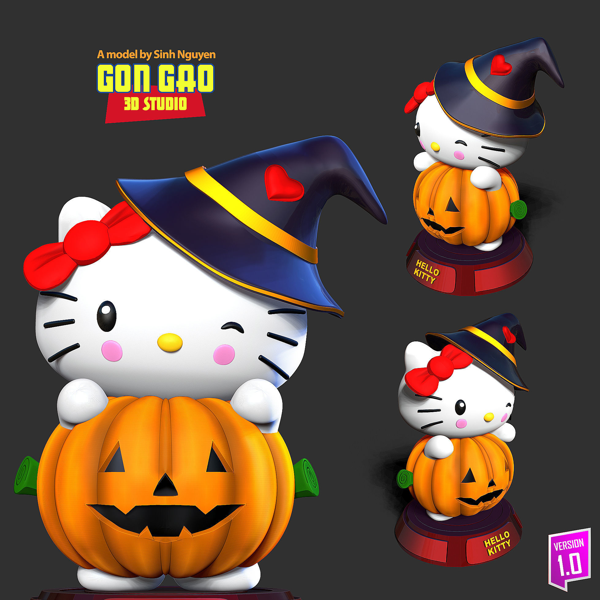 Hello Kitty - Halloween custom 3D print model_1