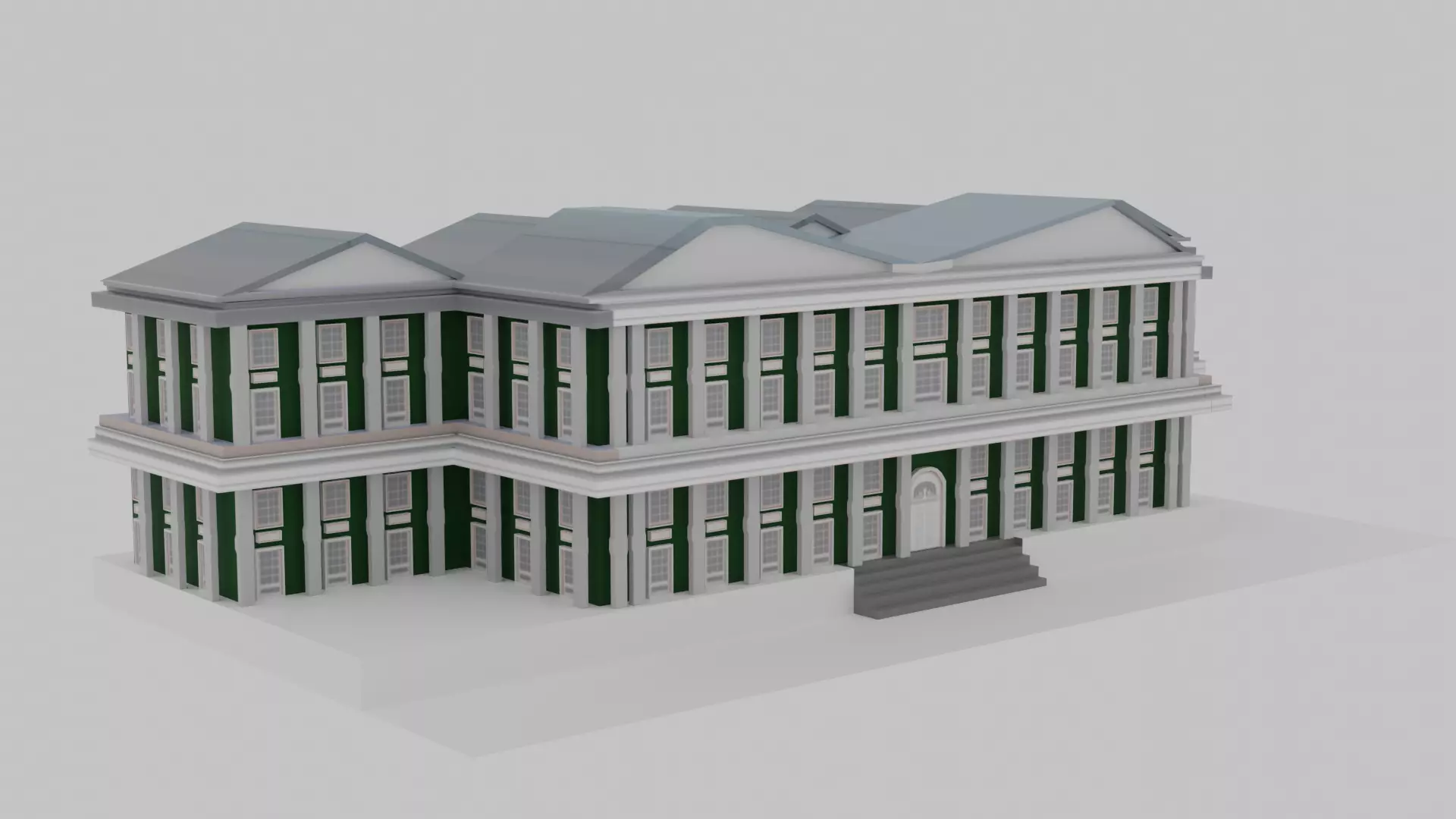 School Low-poly 3D model_0
