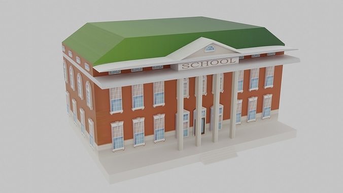 School Low-poly 3D model
