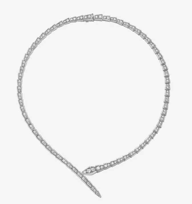 Serpenti Viper necklace set with pave diamonds 3D print model_0