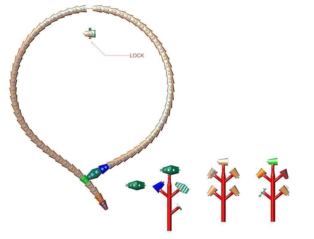 Serpenti Viper necklace set with pave diamonds 3D print model_6