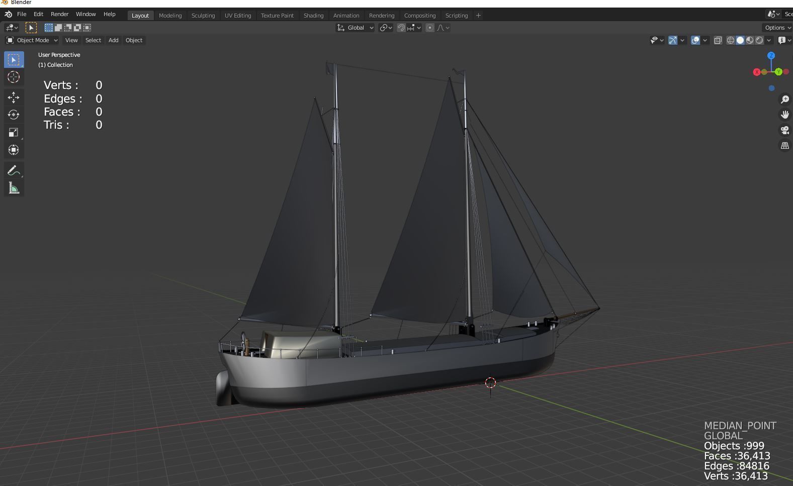 Historical sailing ship cargo 3D model_2