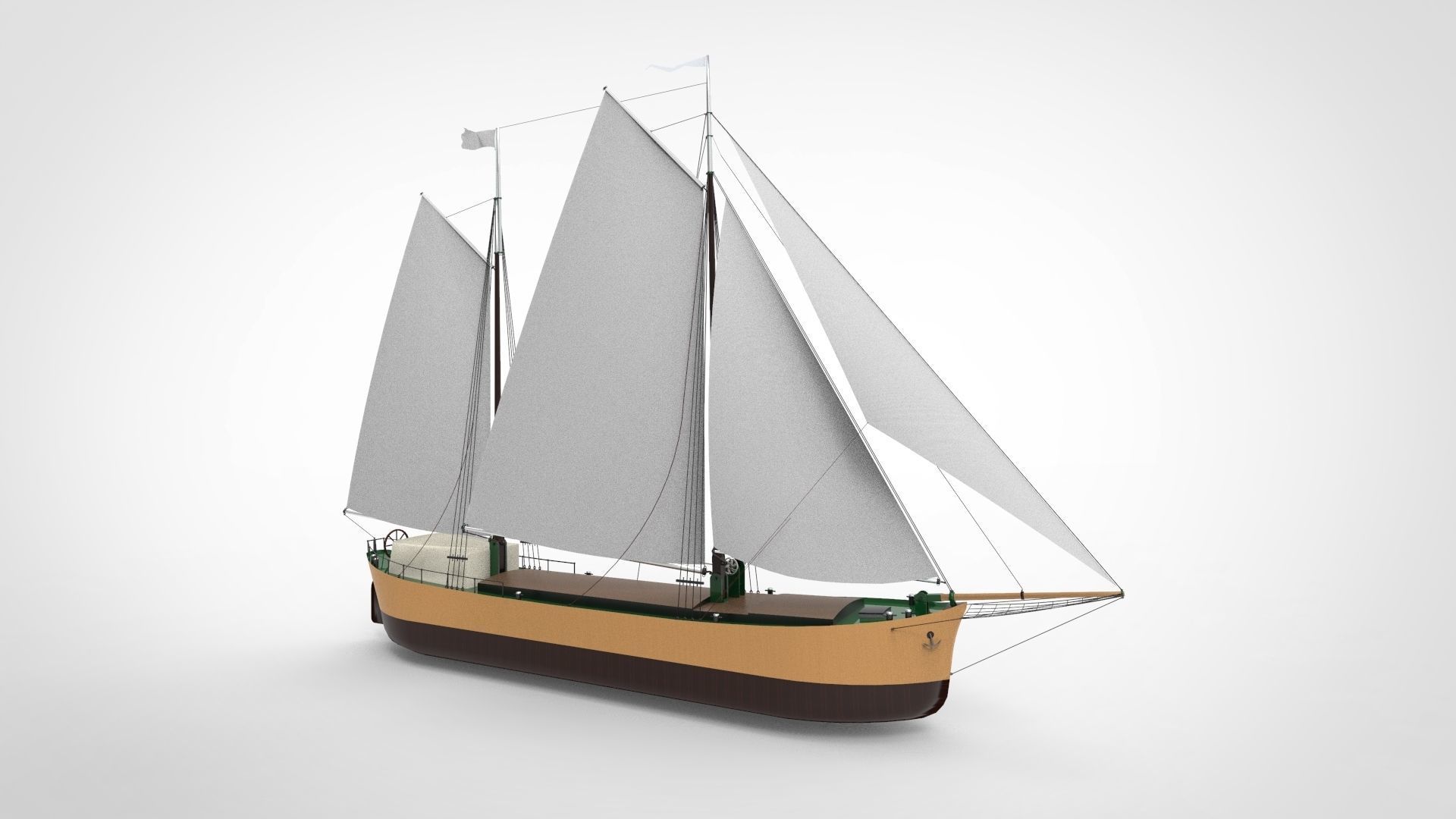 Historical sailing ship cargo 3D model_3