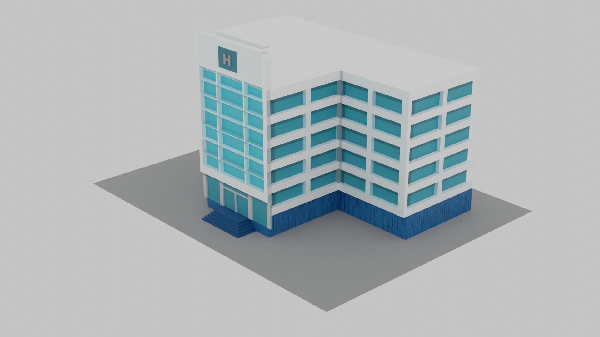 Hospital Low-poly 3D model_1