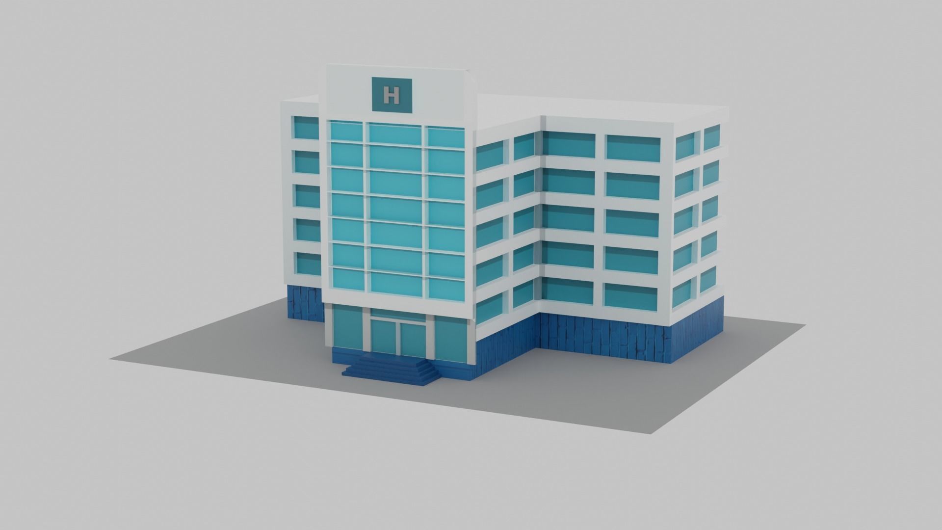 Hospital Low-poly 3D model_5