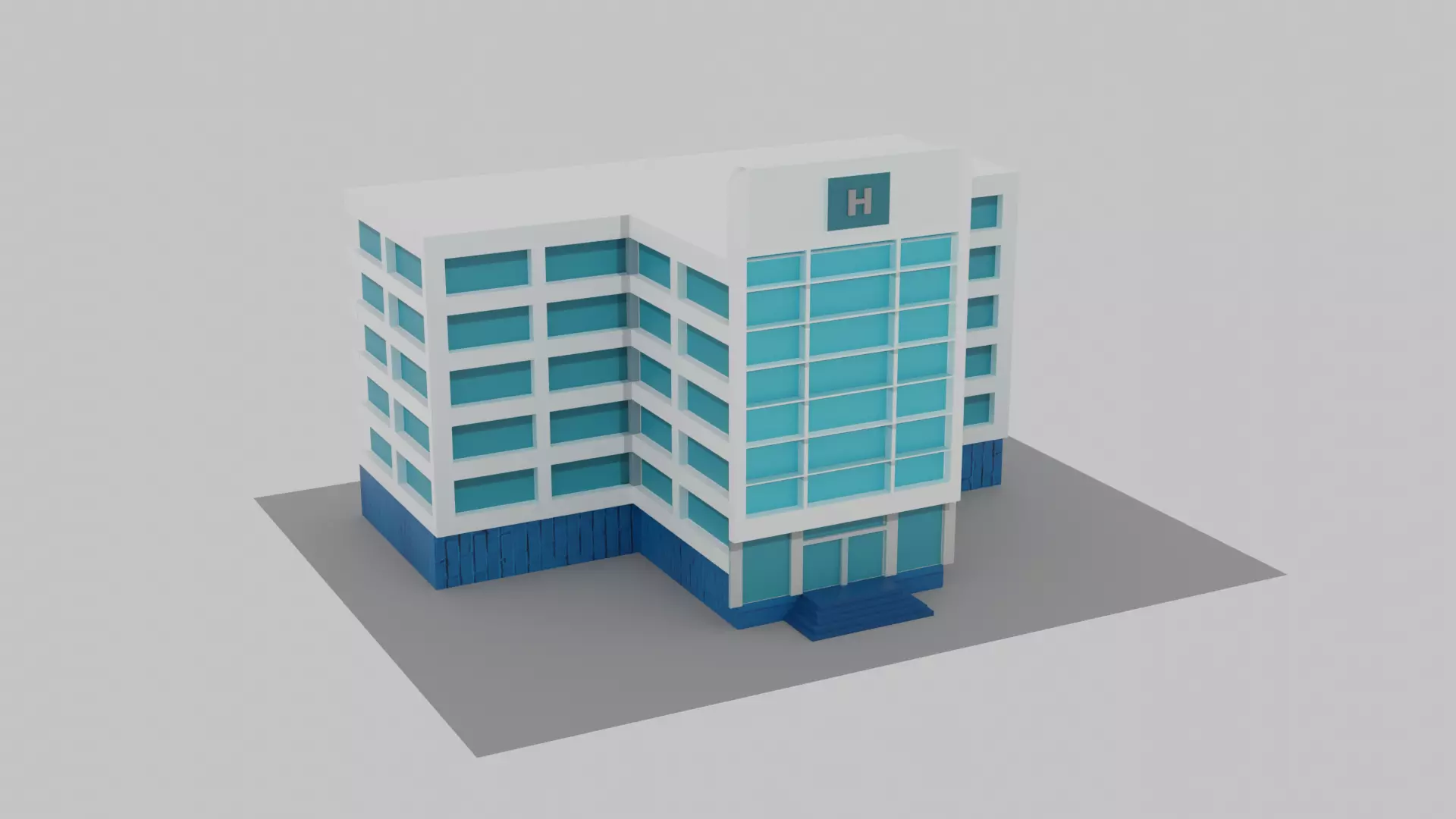 Hospital Low-poly 3D model_0