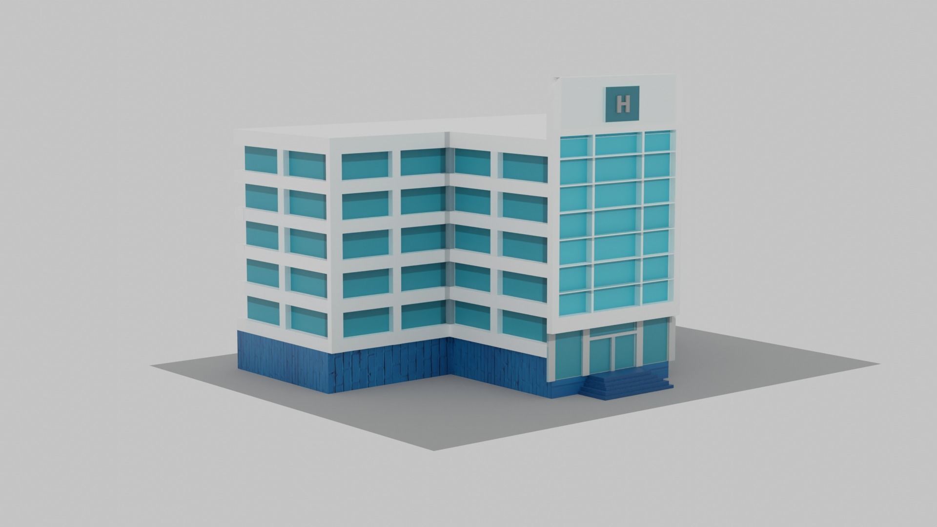Hospital Low-poly 3D model_3