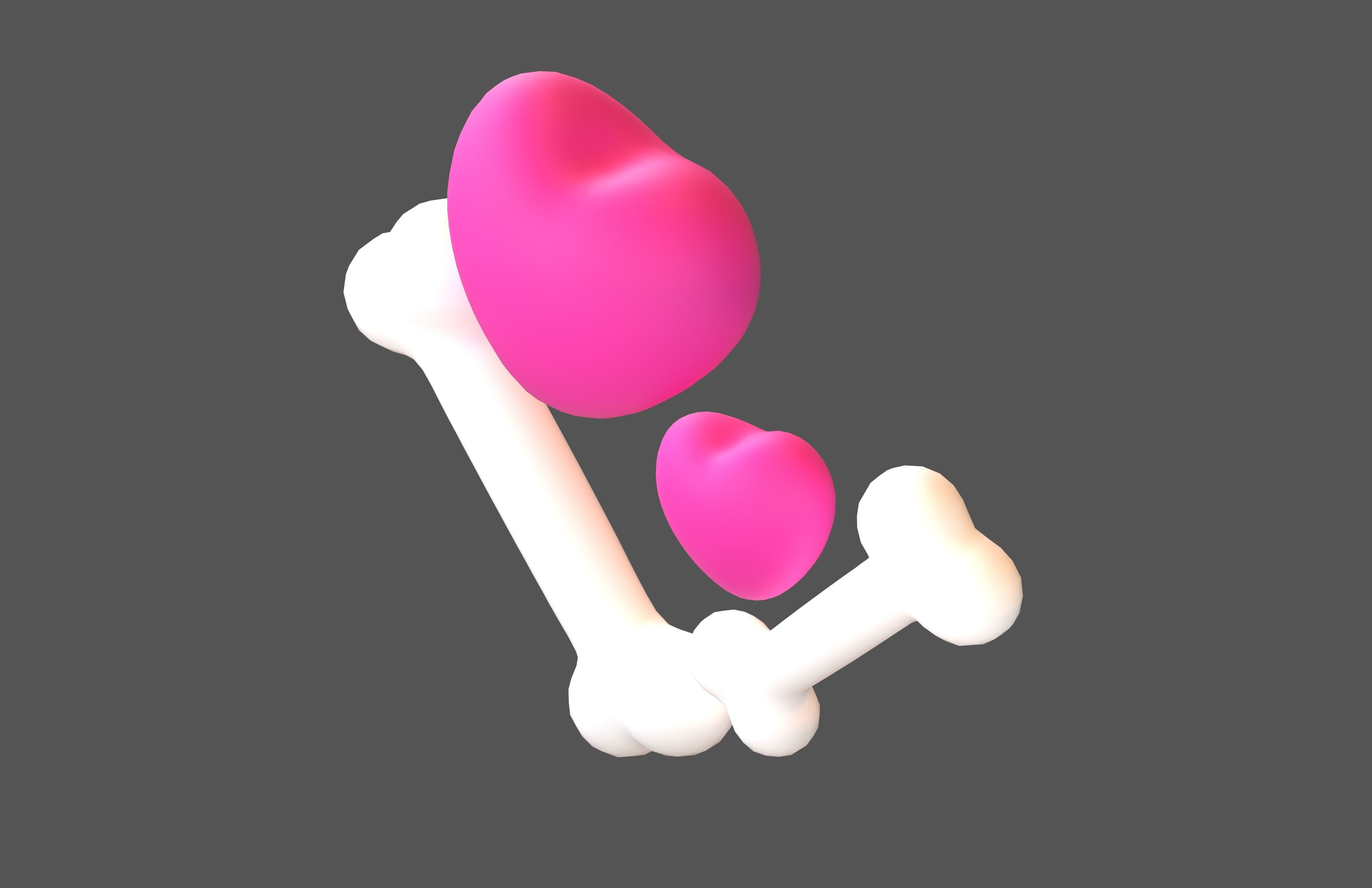 Bone with Heart v1 001 Low-poly 3D model_2