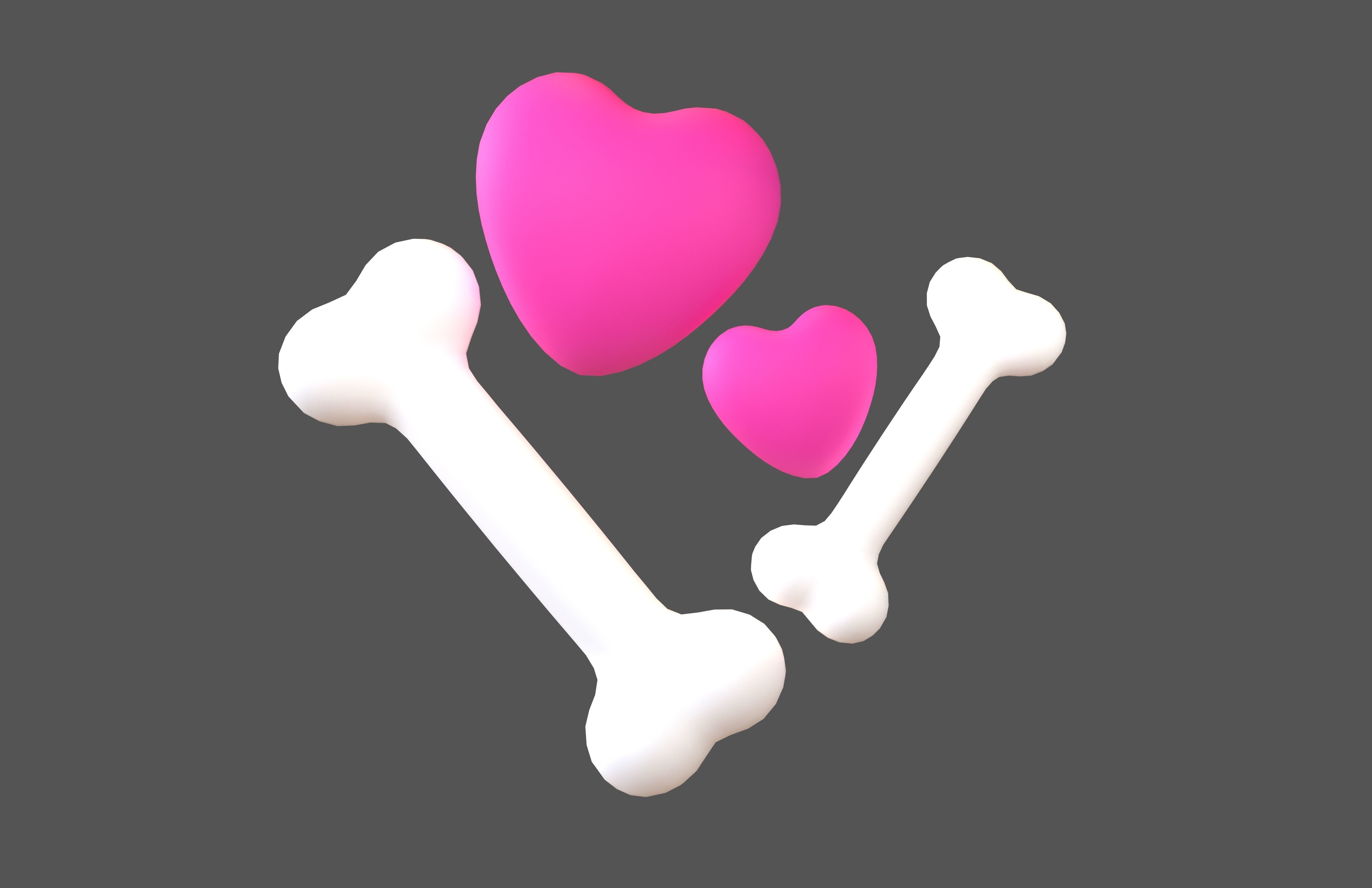 Bone with Heart v1 001 Low-poly 3D model_1