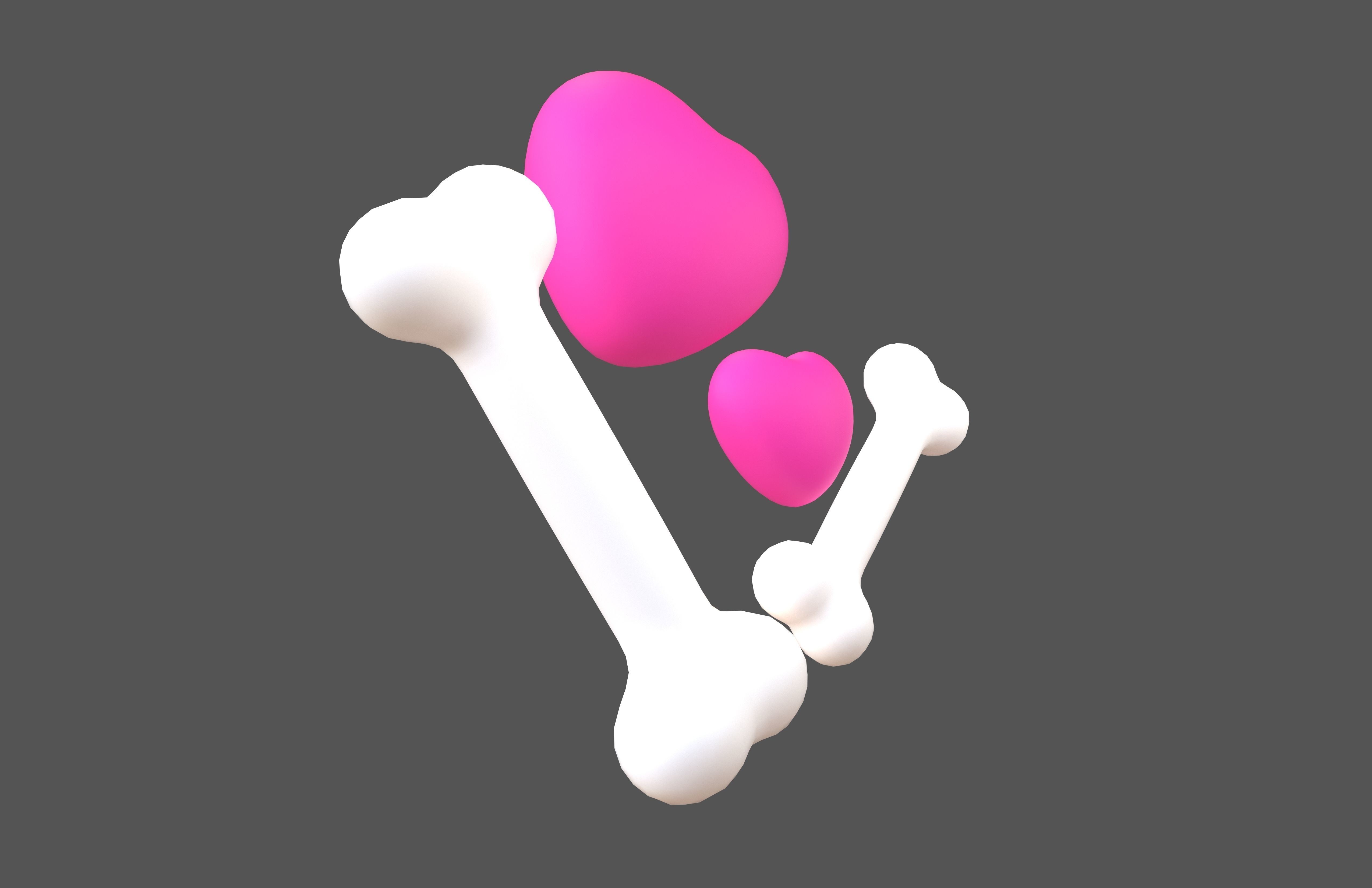 Bone with Heart v1 001 Low-poly 3D model_3