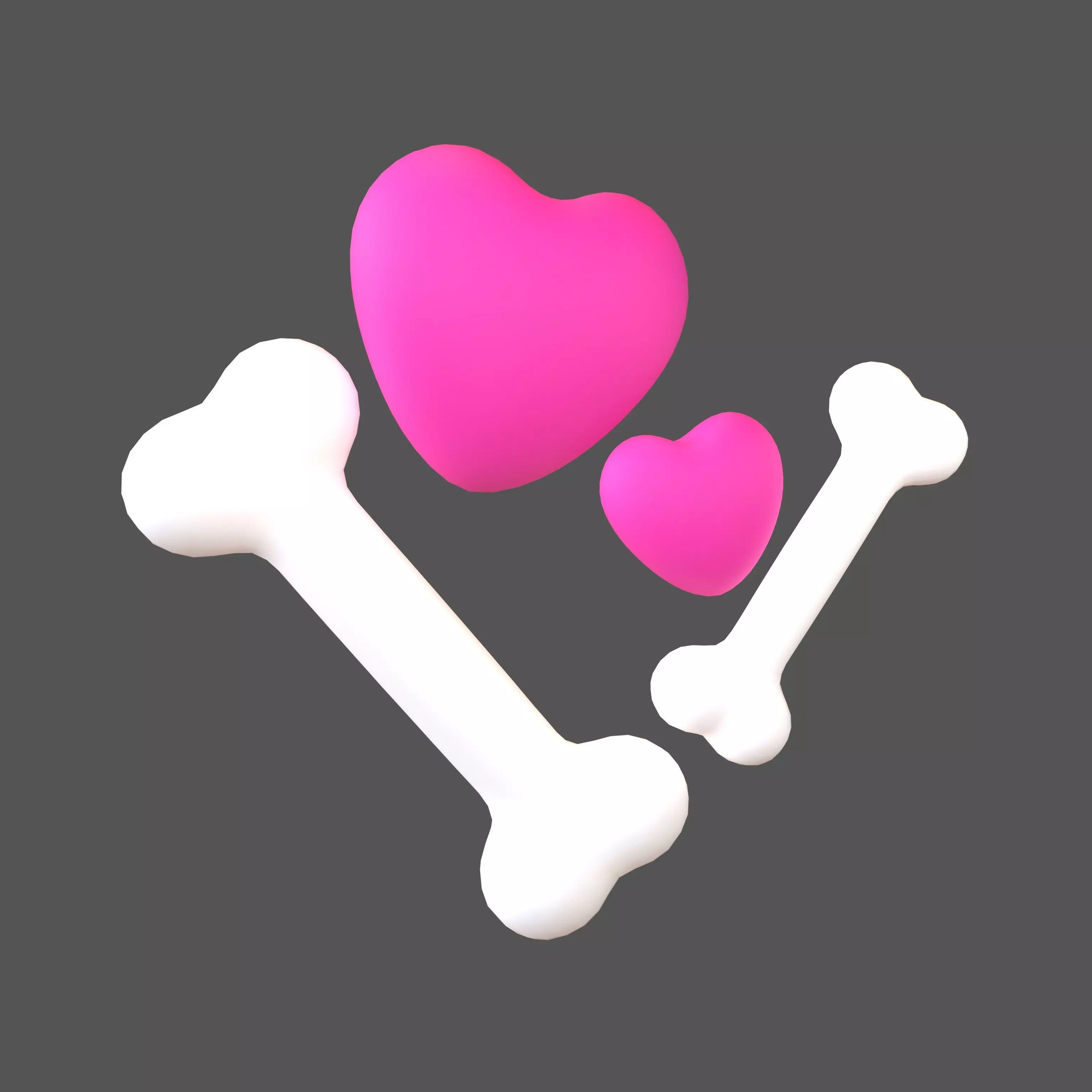 Bone with Heart v1 001 Low-poly 3D model_0