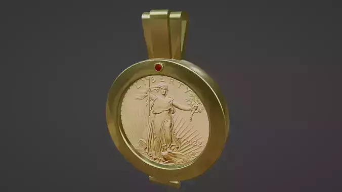 half oz hinged American eagle gold coin frame mount ruby  3D print model