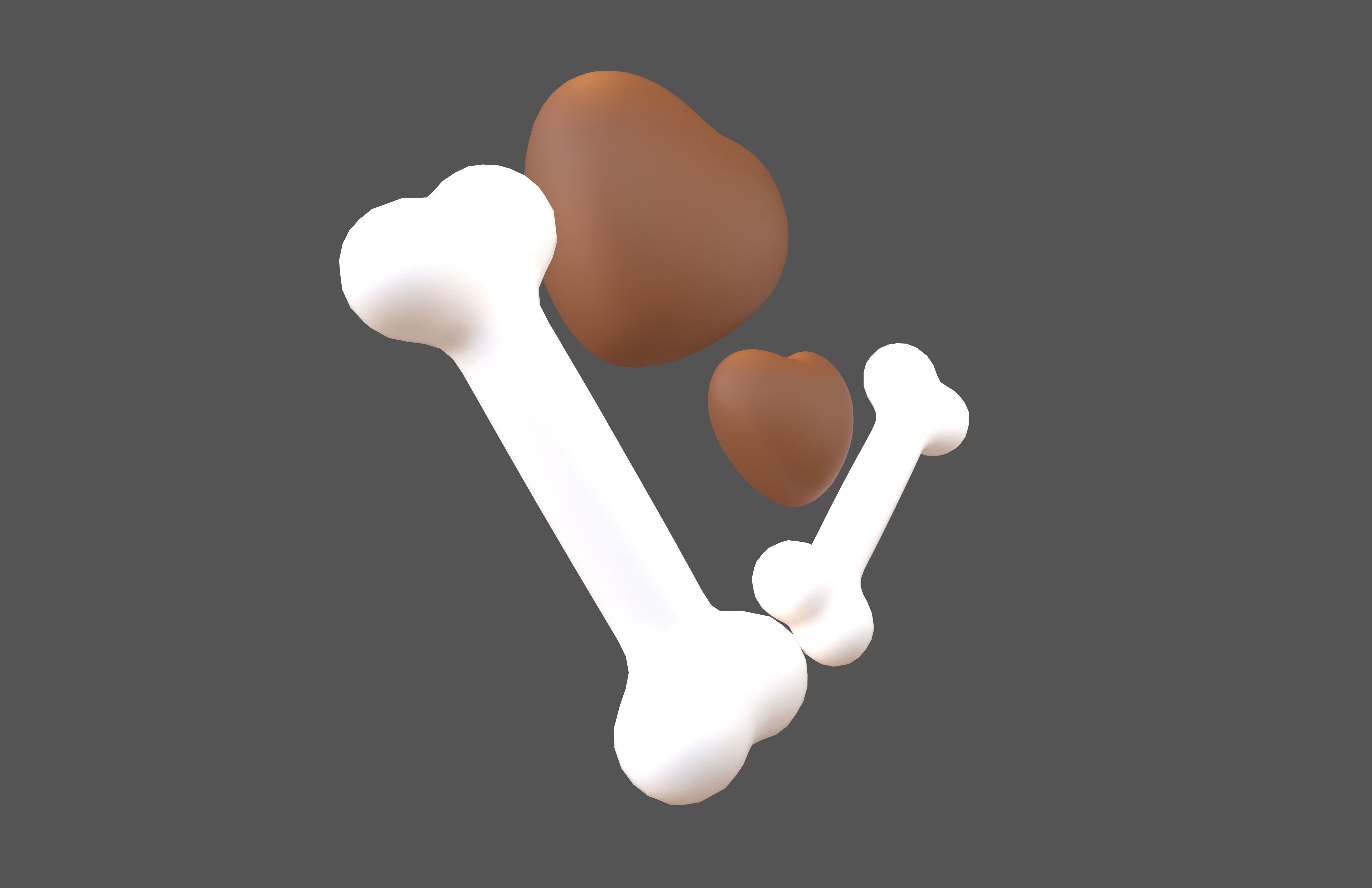 Bone with Heart v1 008 Low-poly 3D model_3