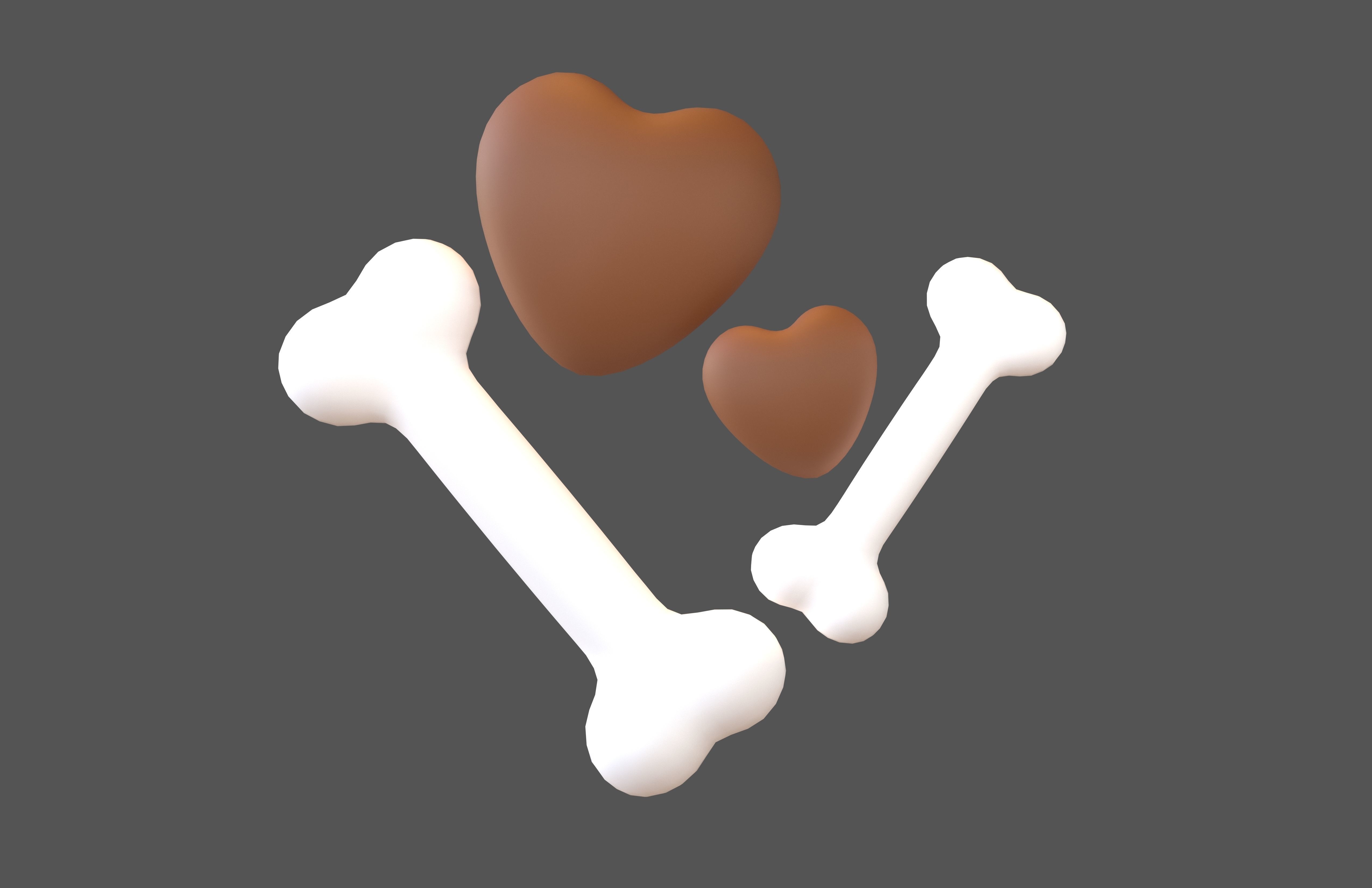 Bone with Heart v1 008 Low-poly 3D model_1