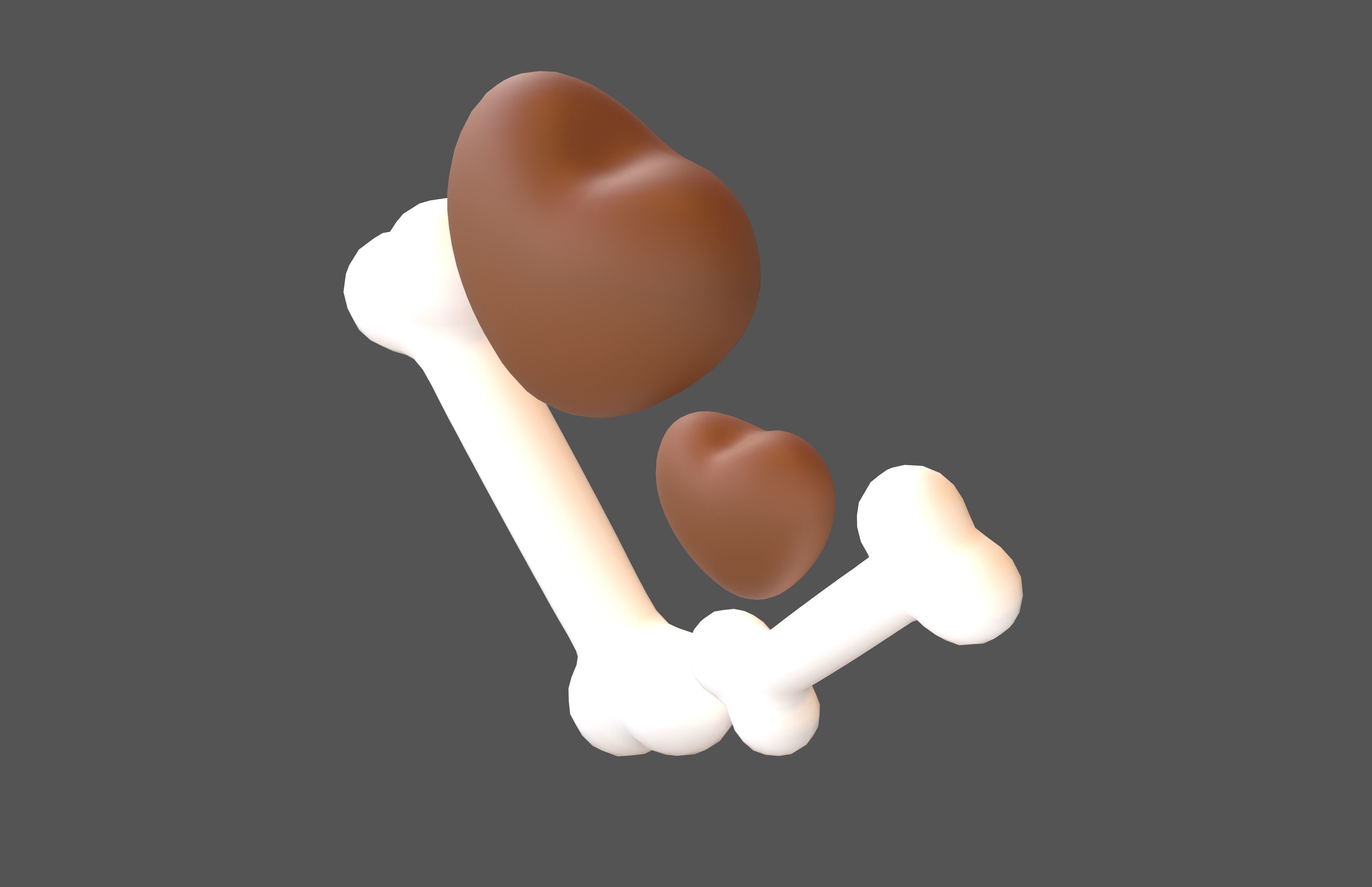 Bone with Heart v1 008 Low-poly 3D model_2