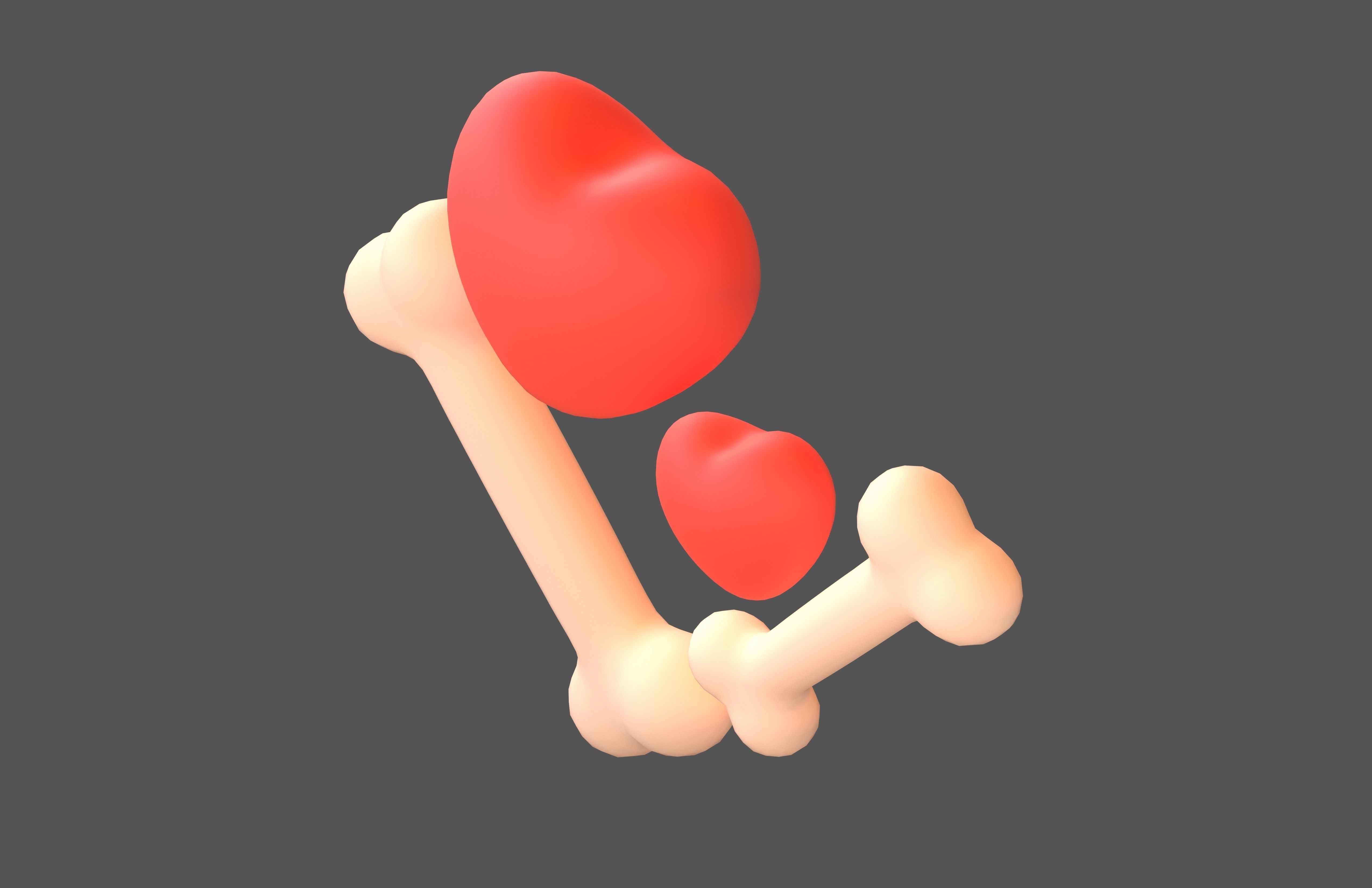 Bone with Heart v1 012 Low-poly 3D model_1