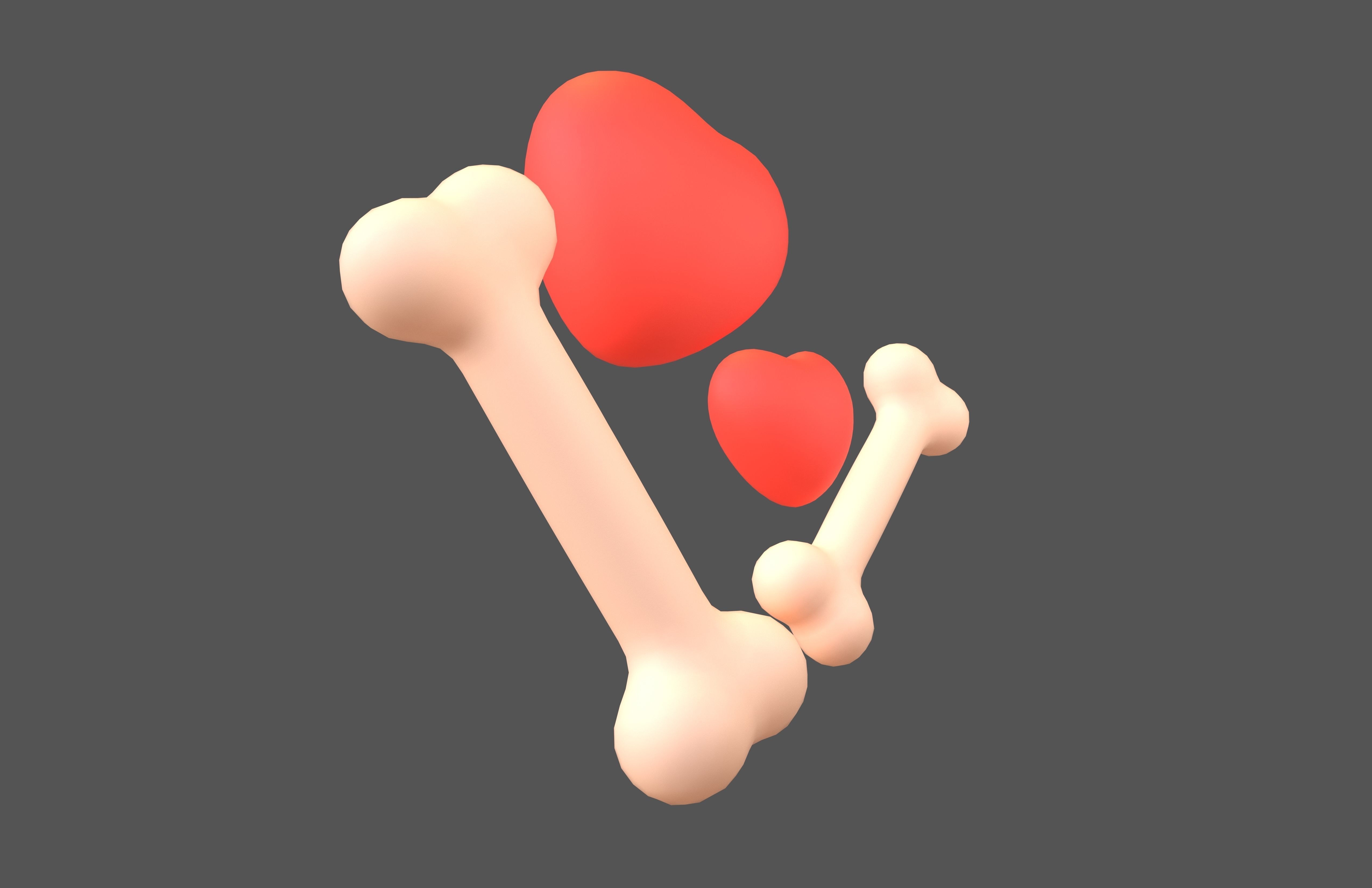 Bone with Heart v1 012 Low-poly 3D model_3