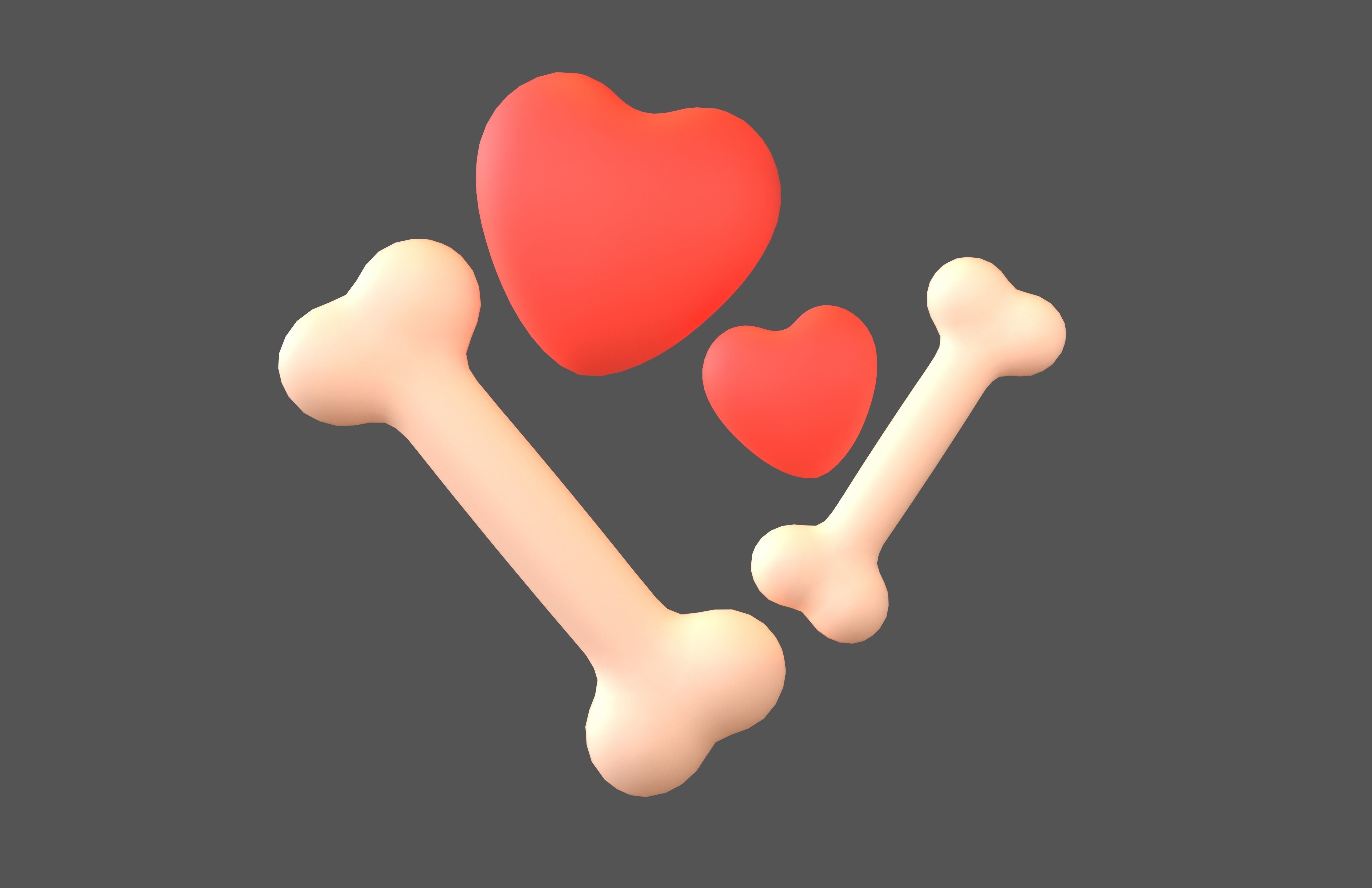 Bone with Heart v1 012 Low-poly 3D model_2