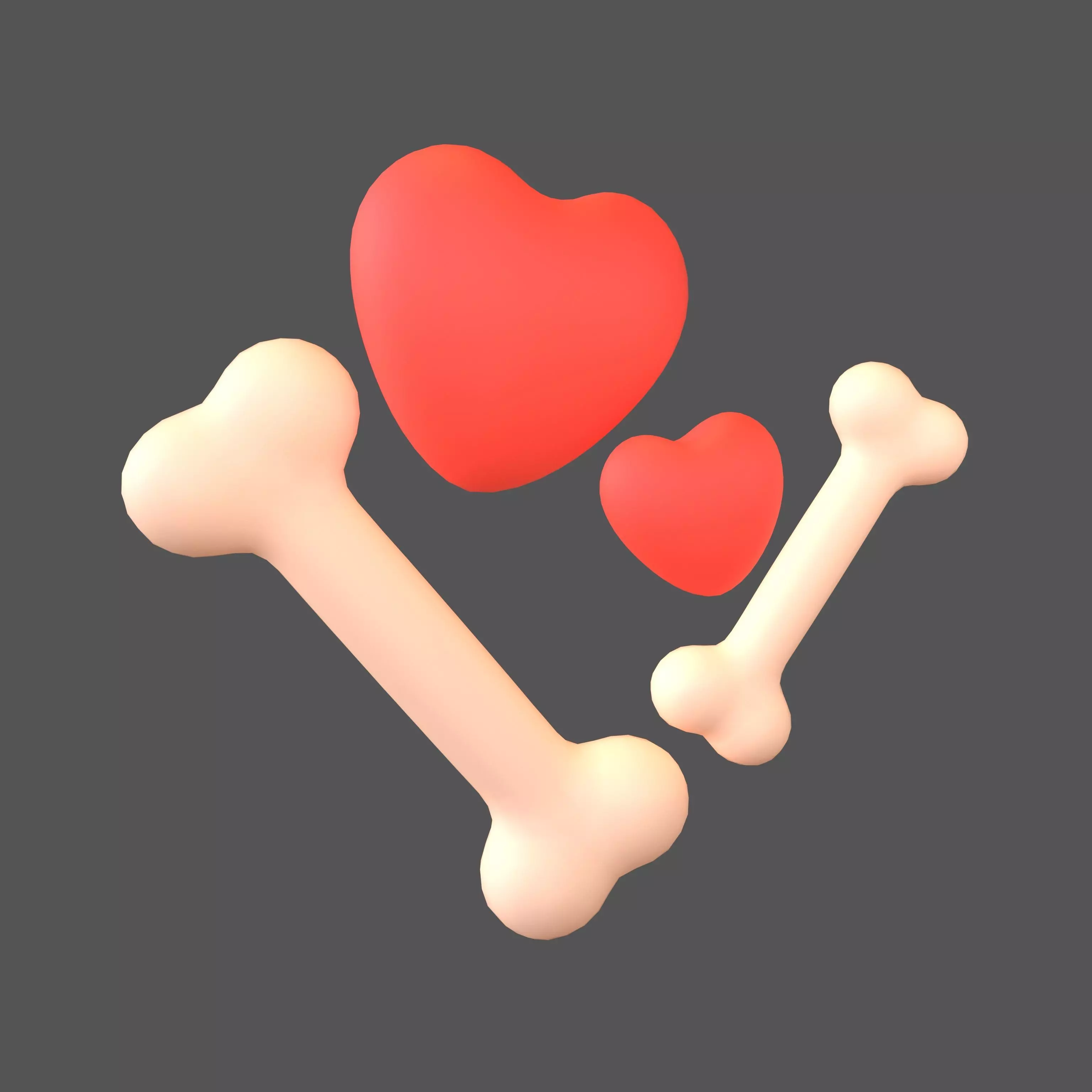 Bone with Heart v1 012 Low-poly 3D model_0