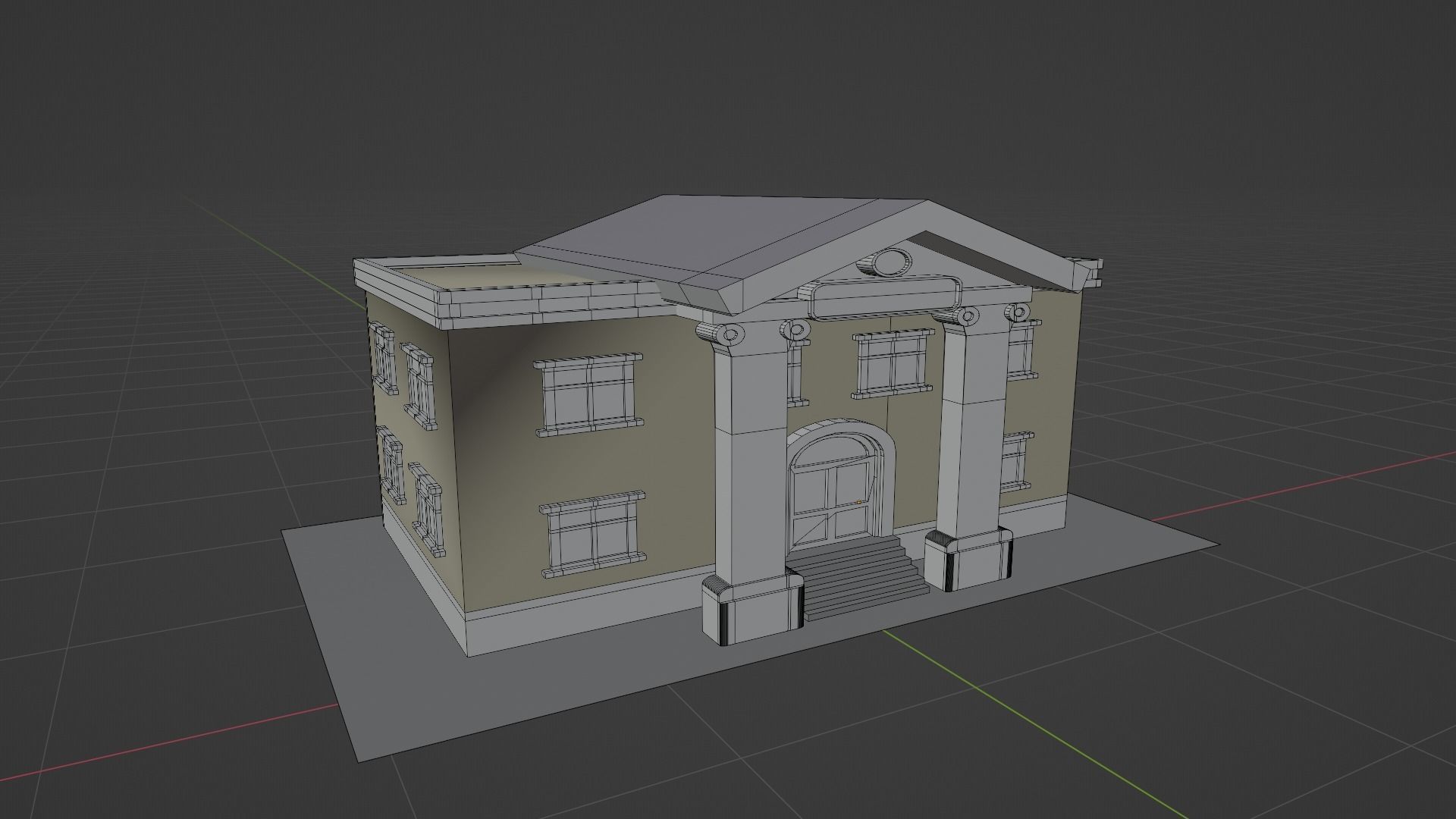 Bank Cartoon Low-poly 3D model_8