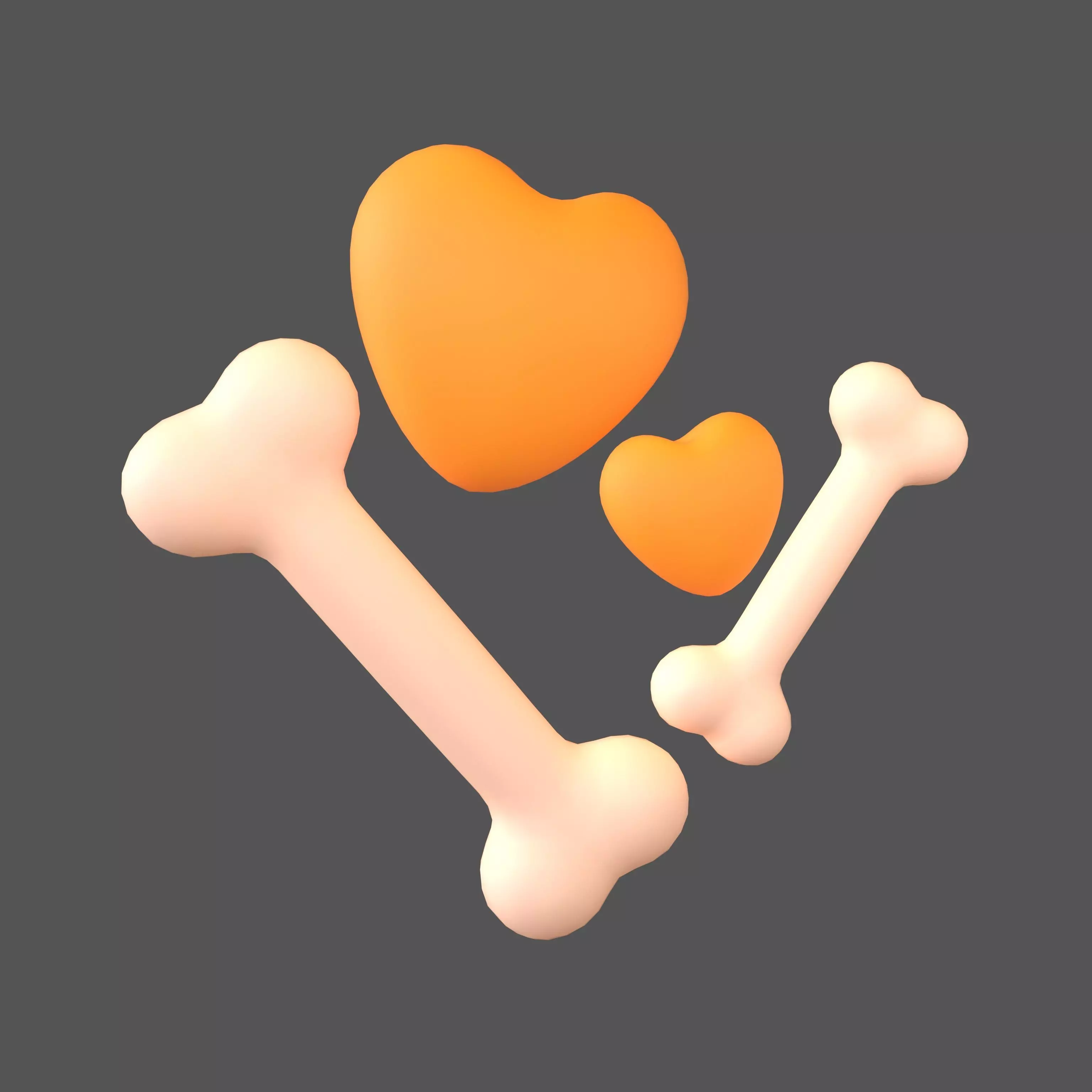 Bone with Heart v1 013 Low-poly 3D model_0