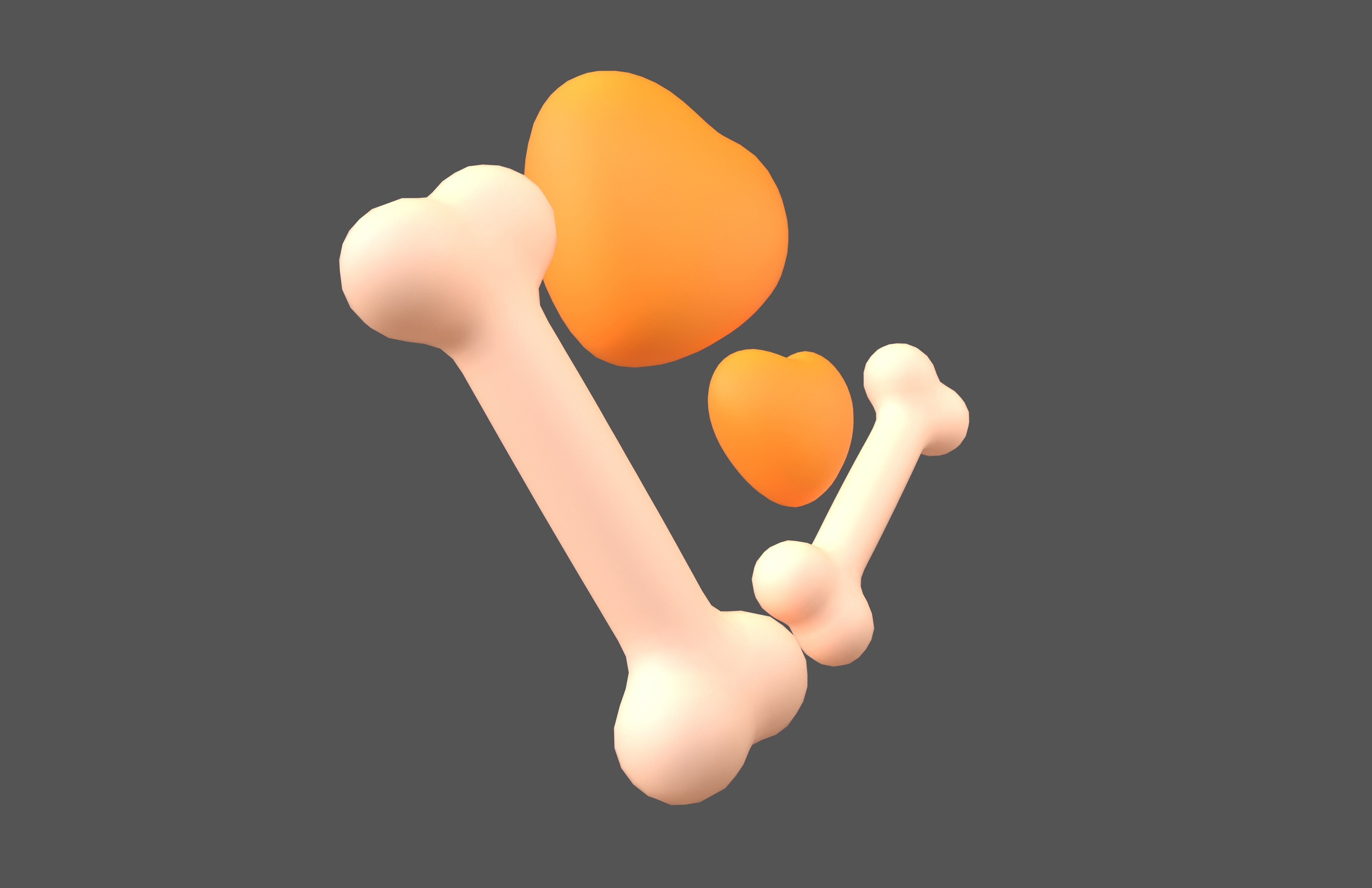 Bone with Heart v1 013 Low-poly 3D model_1