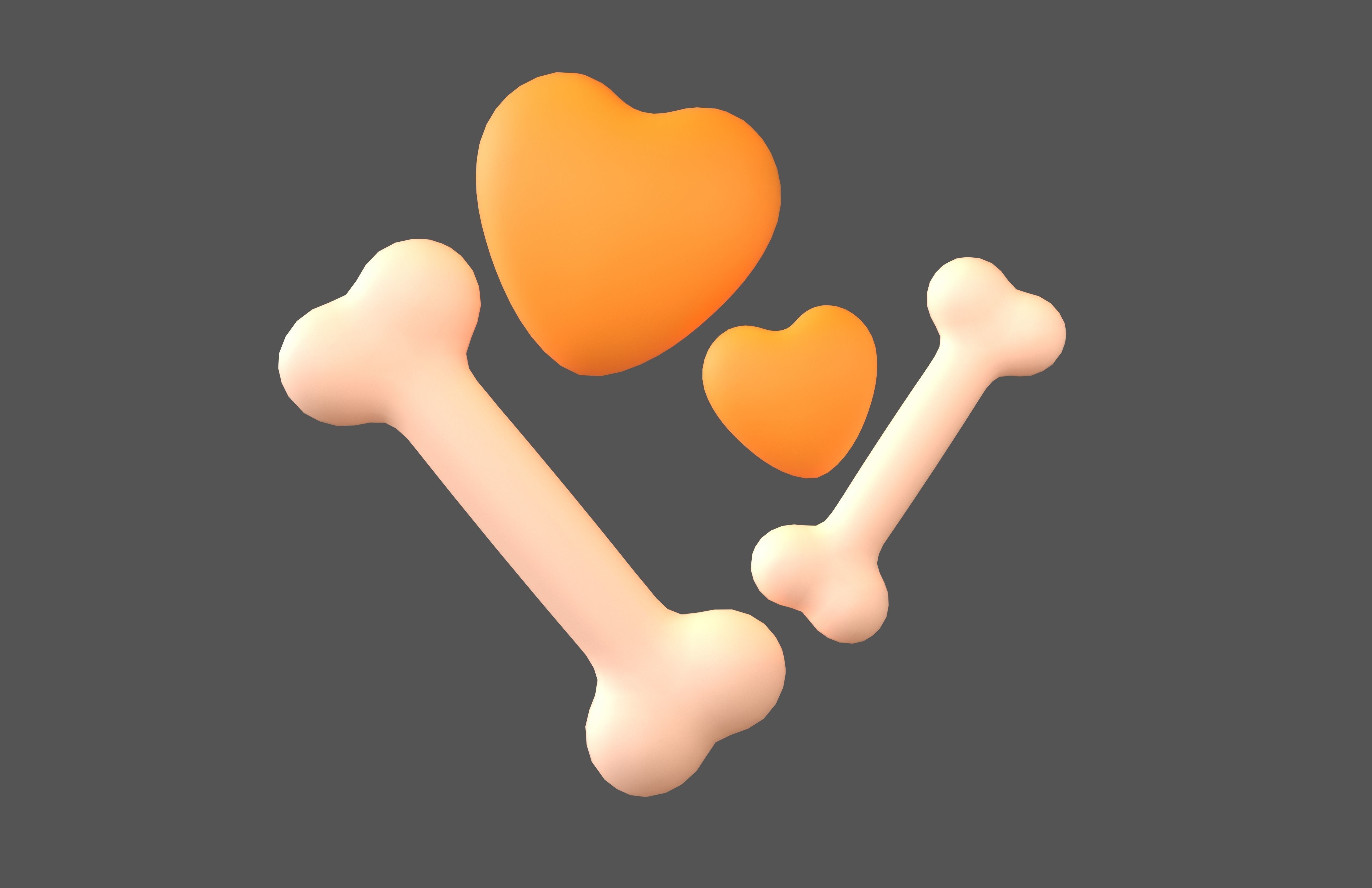 Bone with Heart v1 013 Low-poly 3D model_2