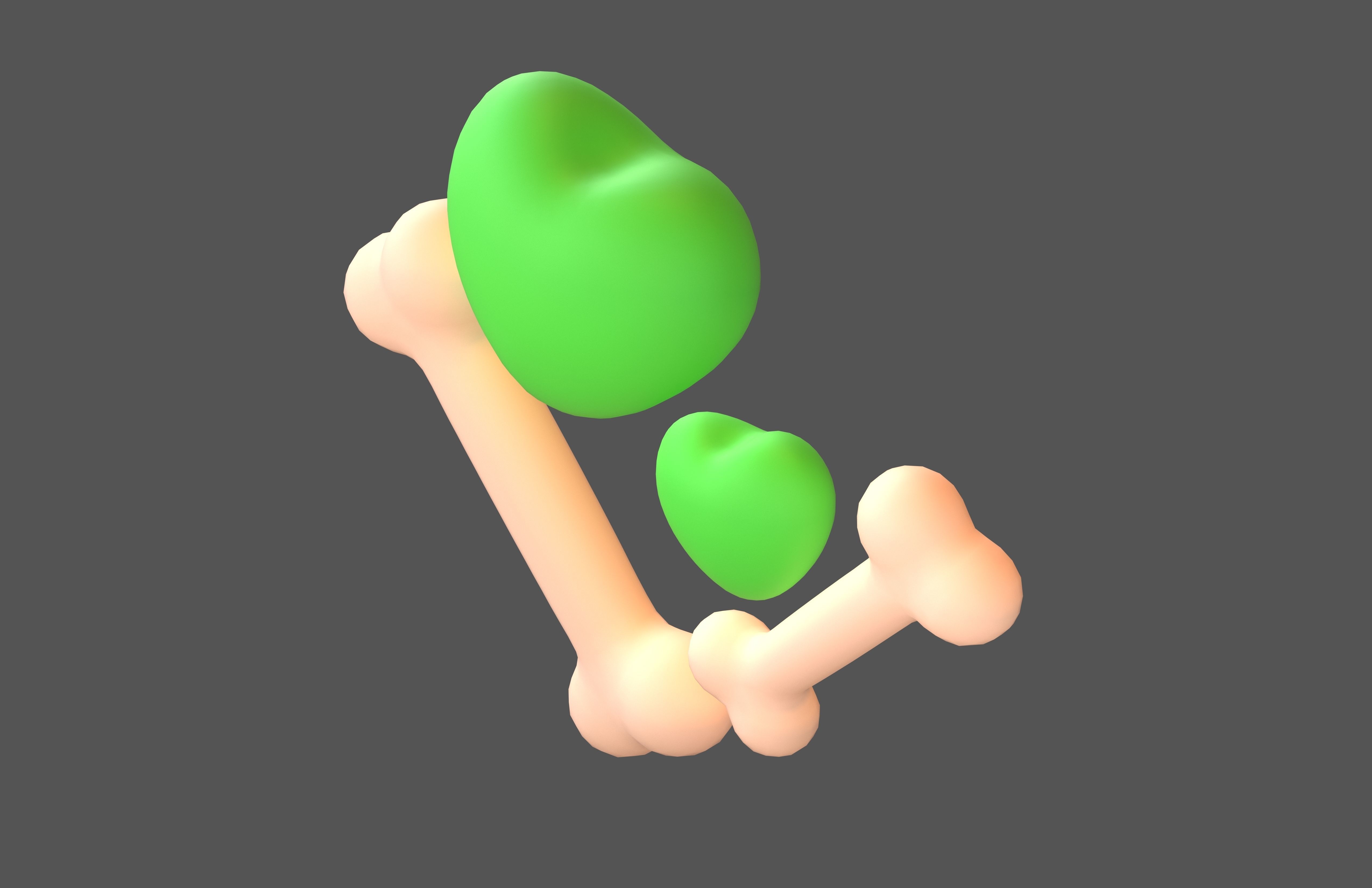 Bone with Heart v1 015 Low-poly 3D model_2