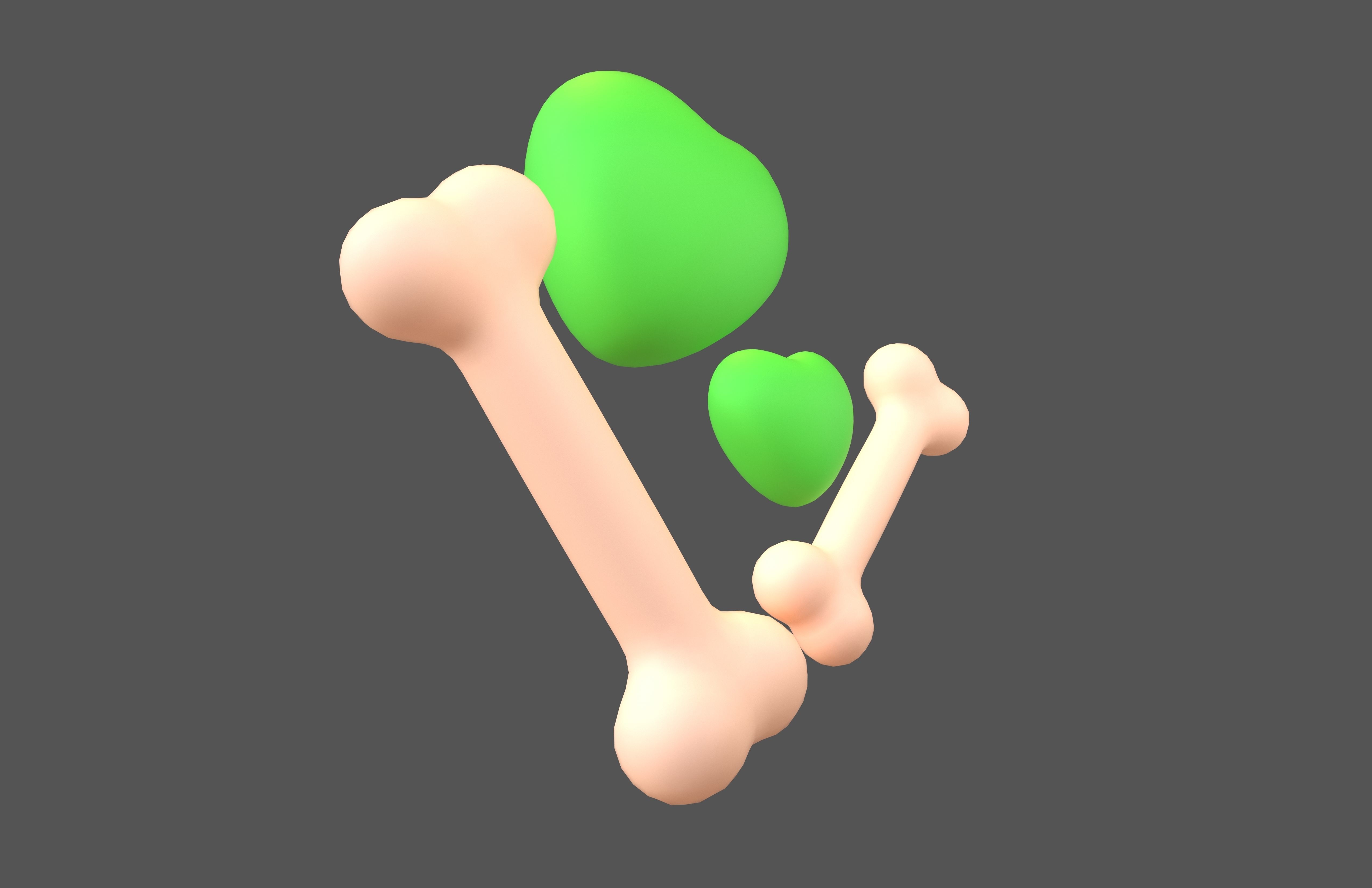 Bone with Heart v1 015 Low-poly 3D model_3
