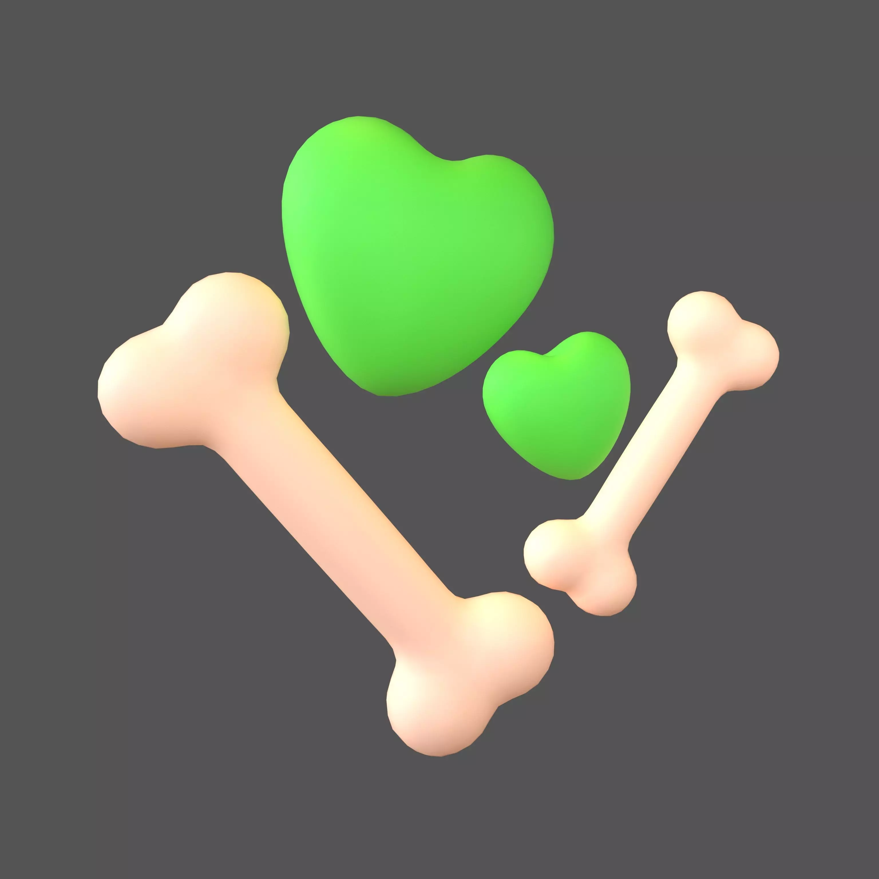 Bone with Heart v1 015 Low-poly 3D model_0