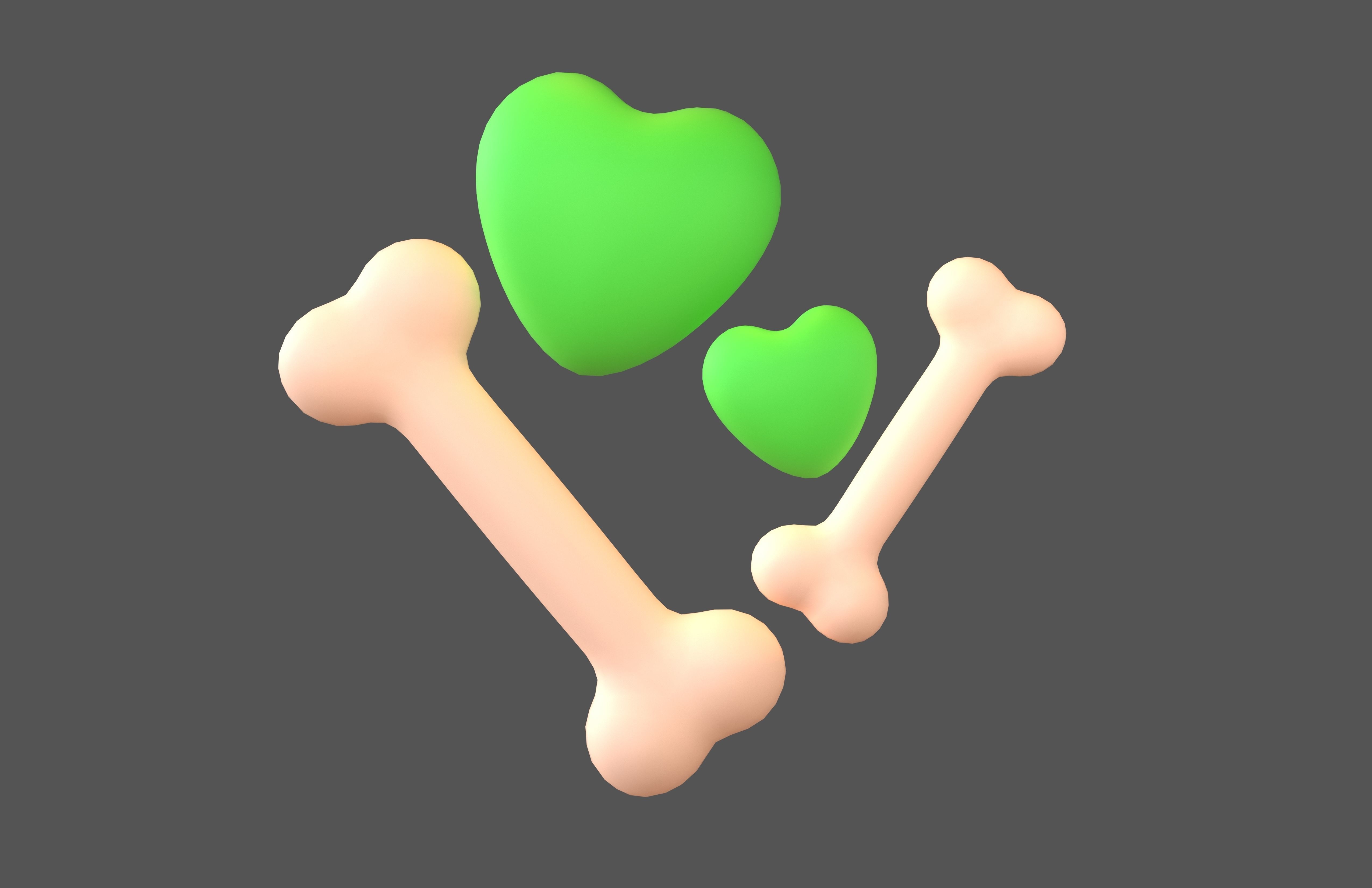 Bone with Heart v1 015 Low-poly 3D model_1