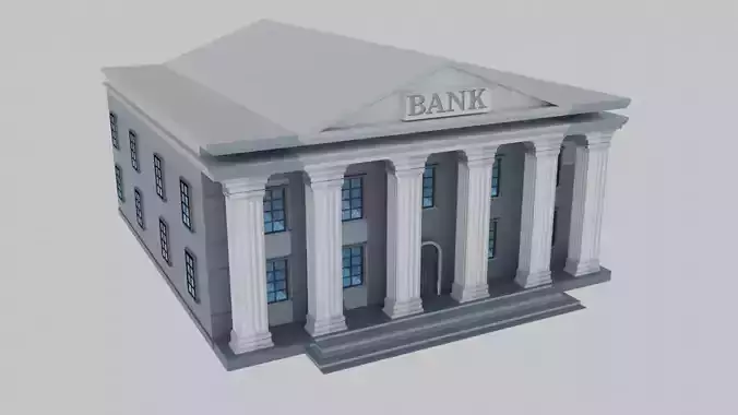 Bank Building Low-poly 3D model