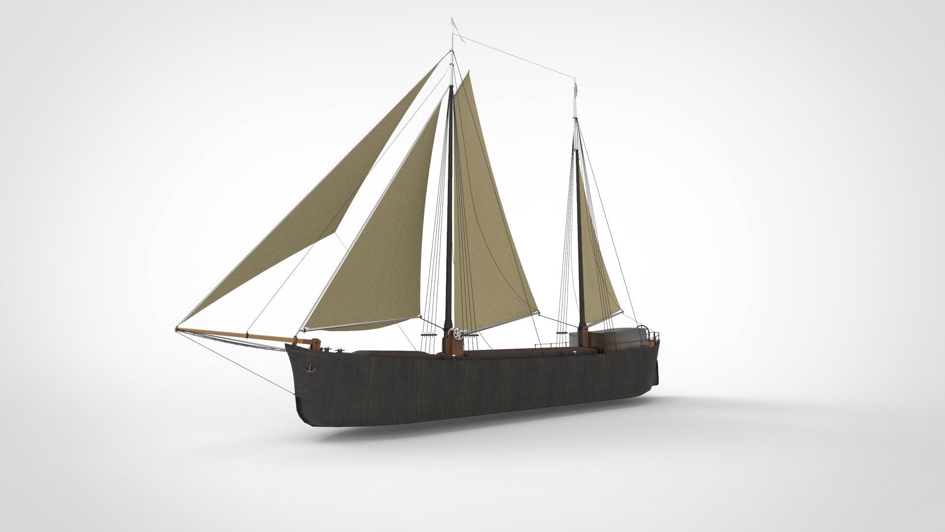cargo sailing ship 3D model_1
