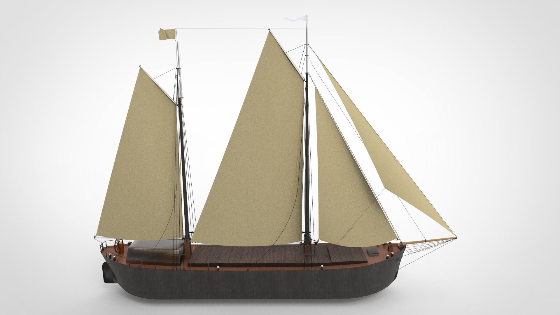 cargo sailing ship 3D model_4