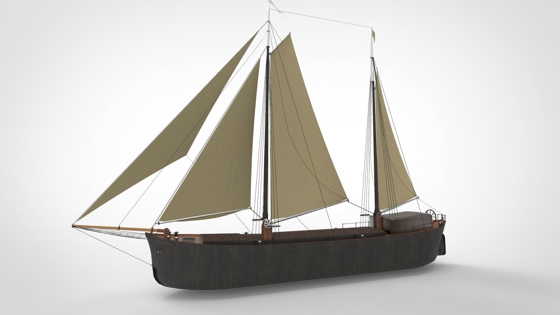 cargo sailing ship 3D model_3