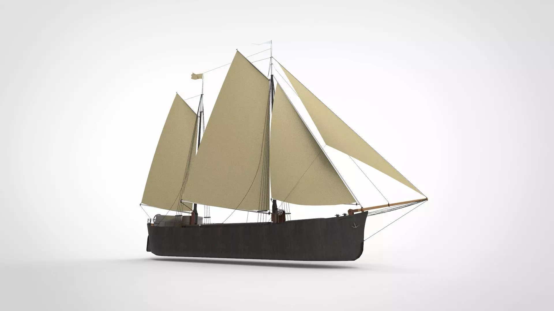 cargo sailing ship 3D model_0