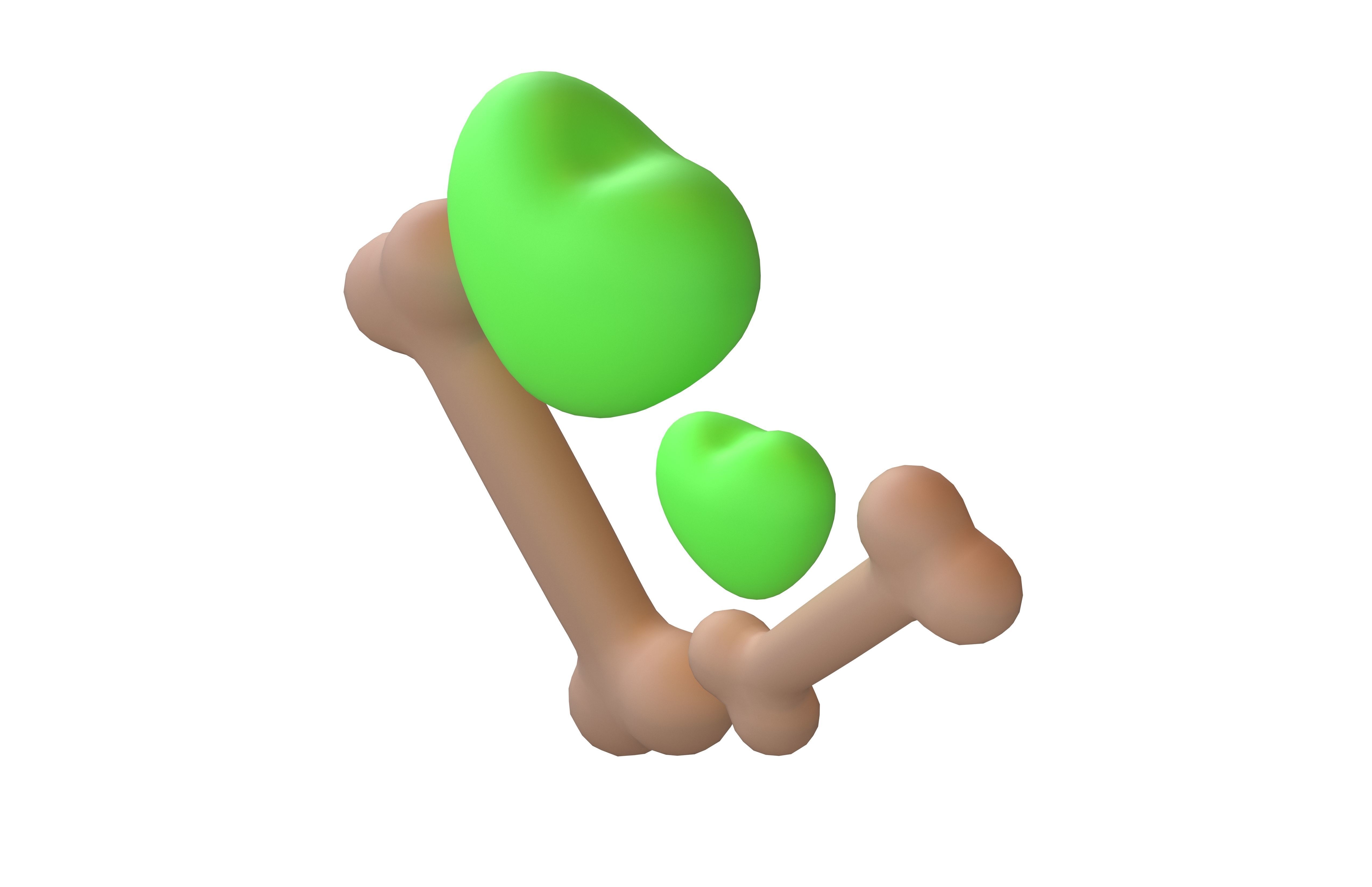 Bone with Heart v1 025 Low-poly 3D model_3