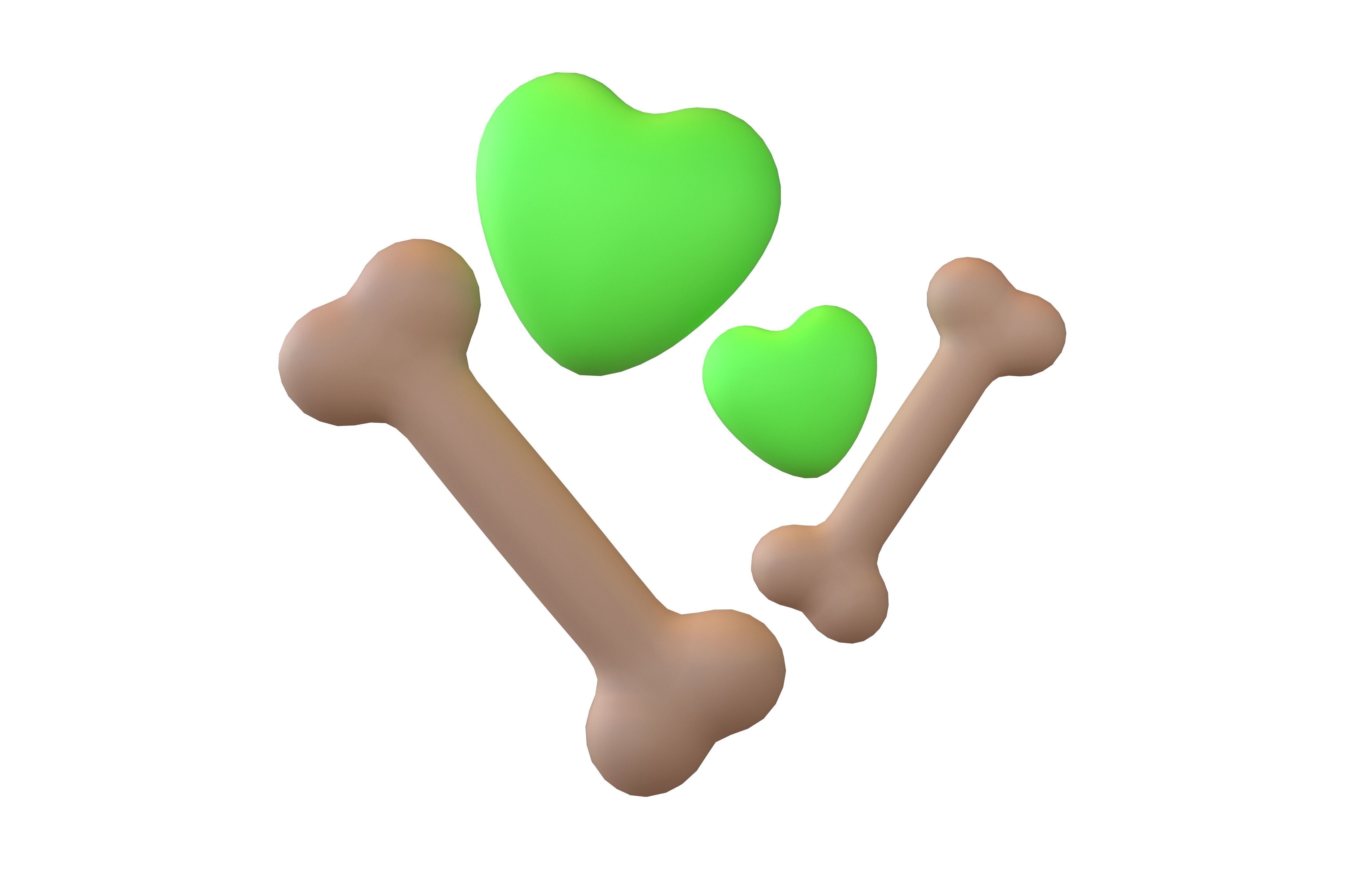 Bone with Heart v1 025 Low-poly 3D model_2