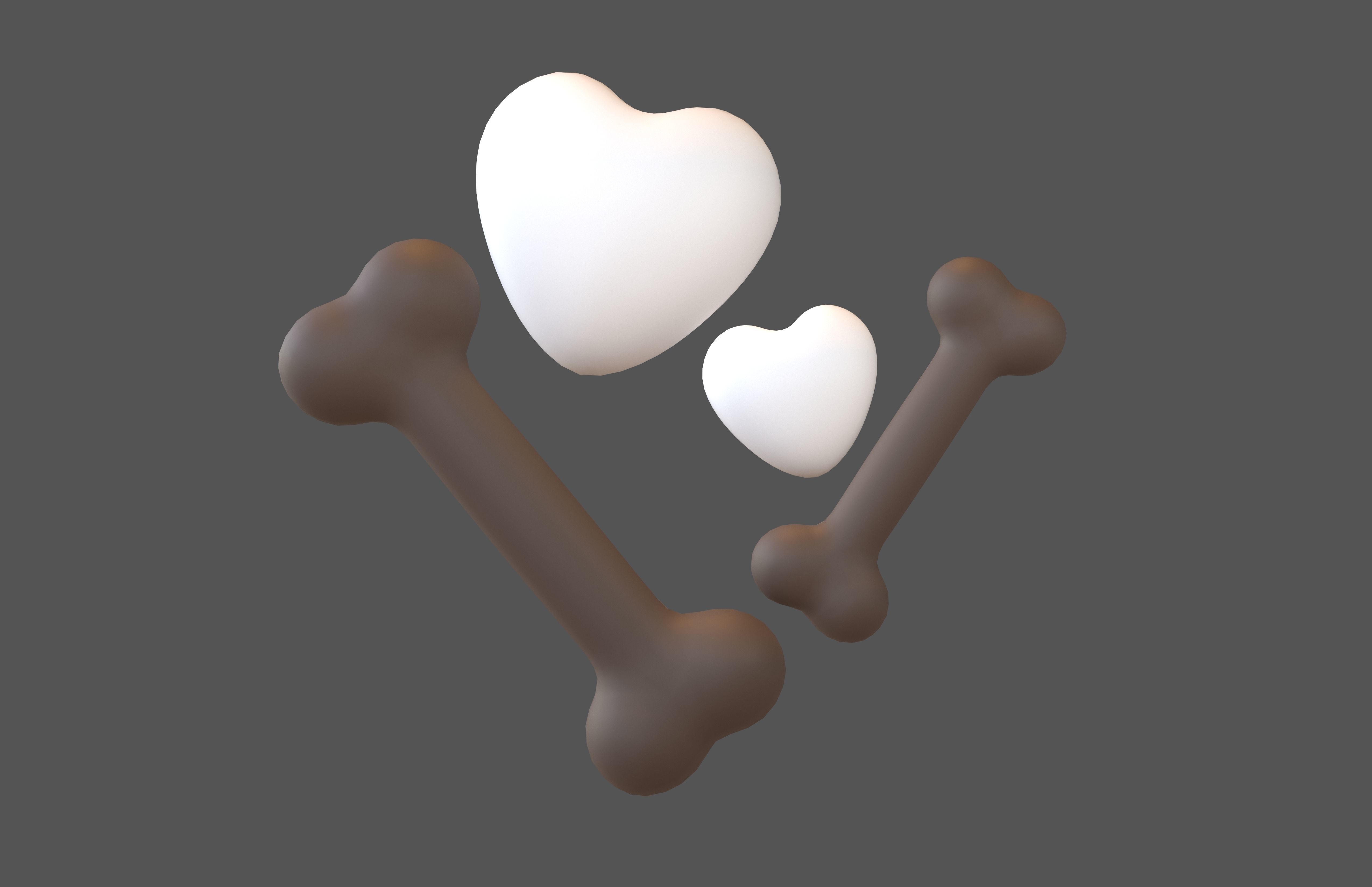 Bone with Heart v1 040 Low-poly 3D model_2