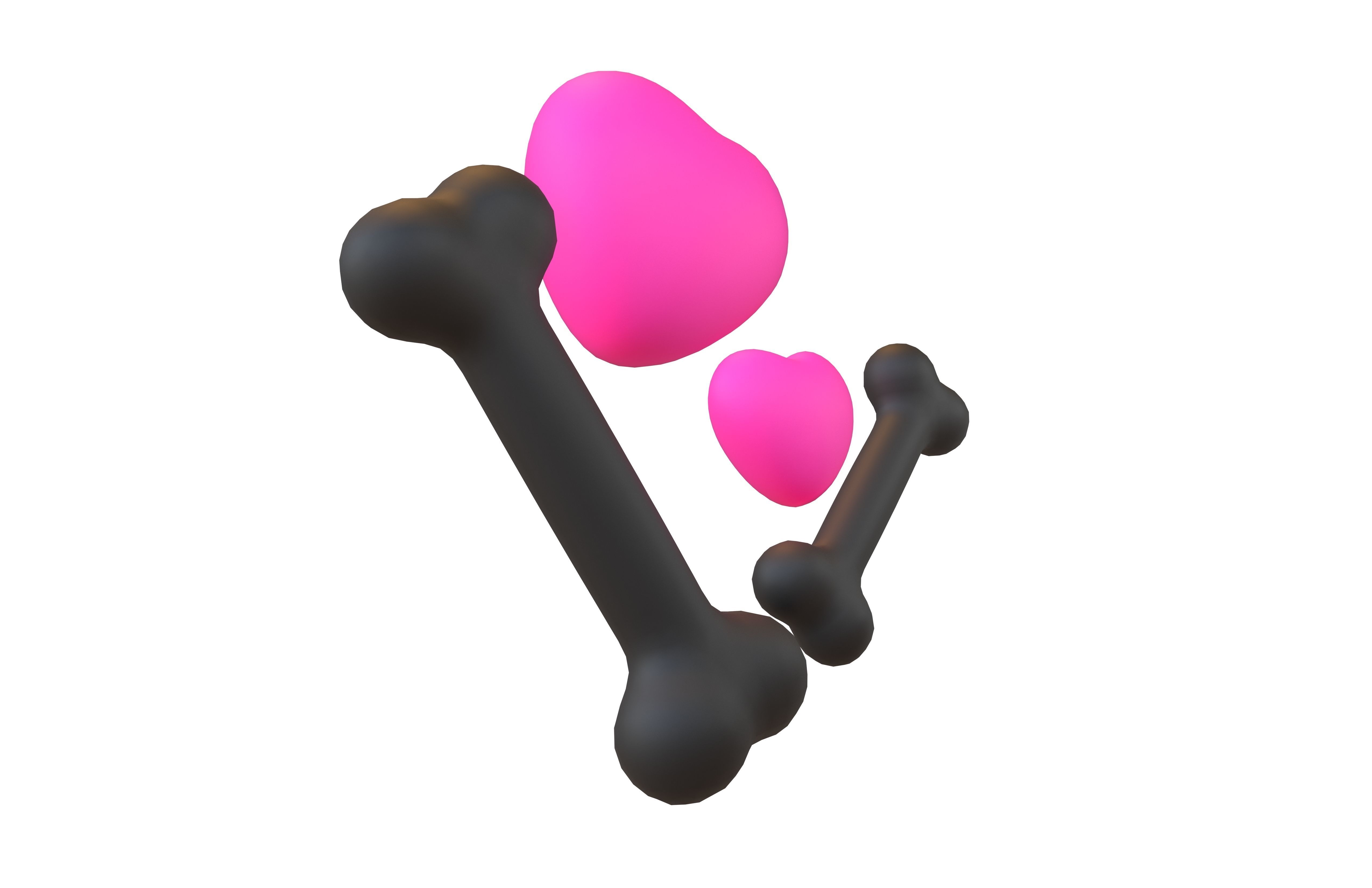 Bone with Heart v1 041 Low-poly 3D model_3