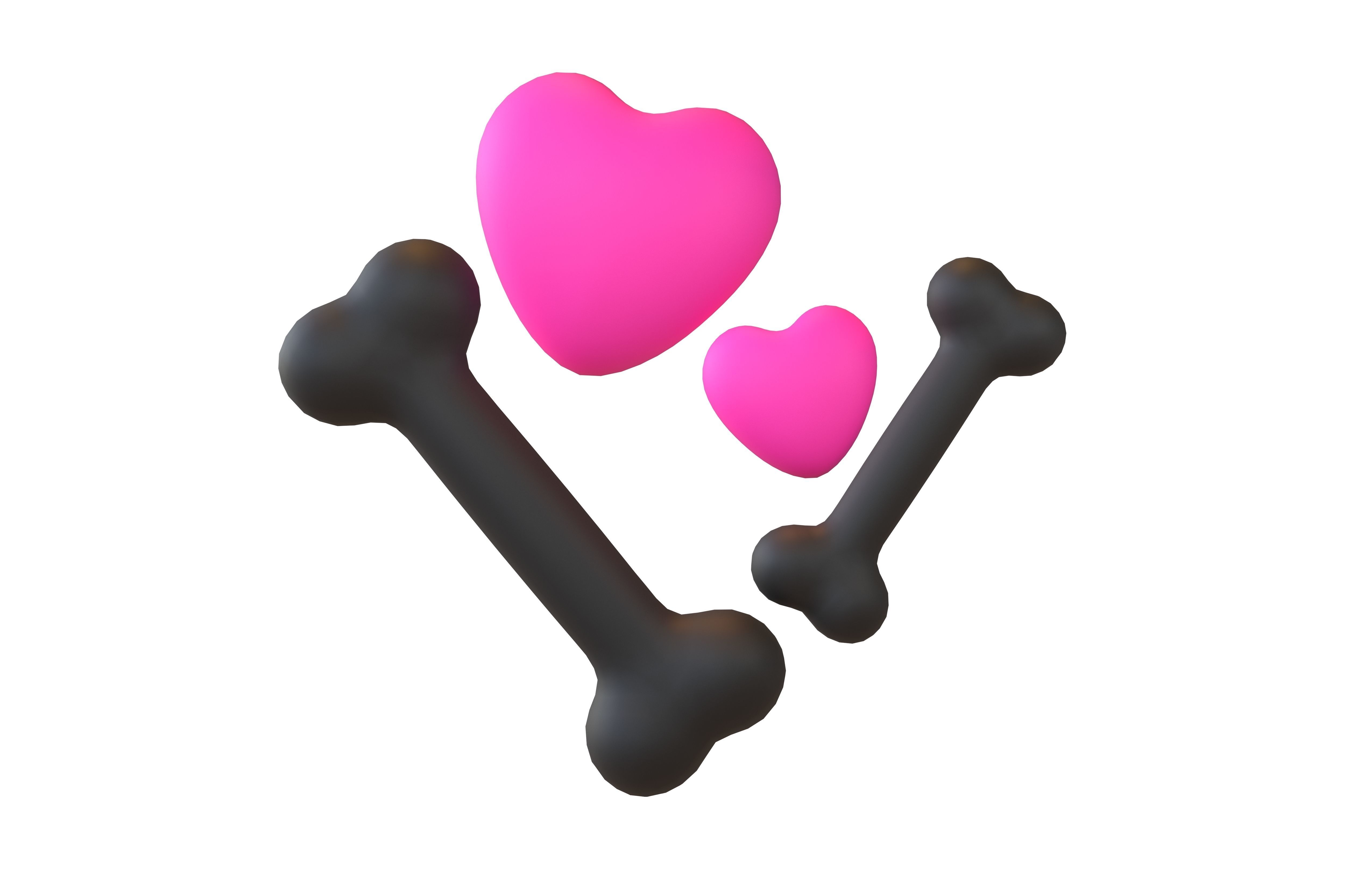 Bone with Heart v1 041 Low-poly 3D model_1