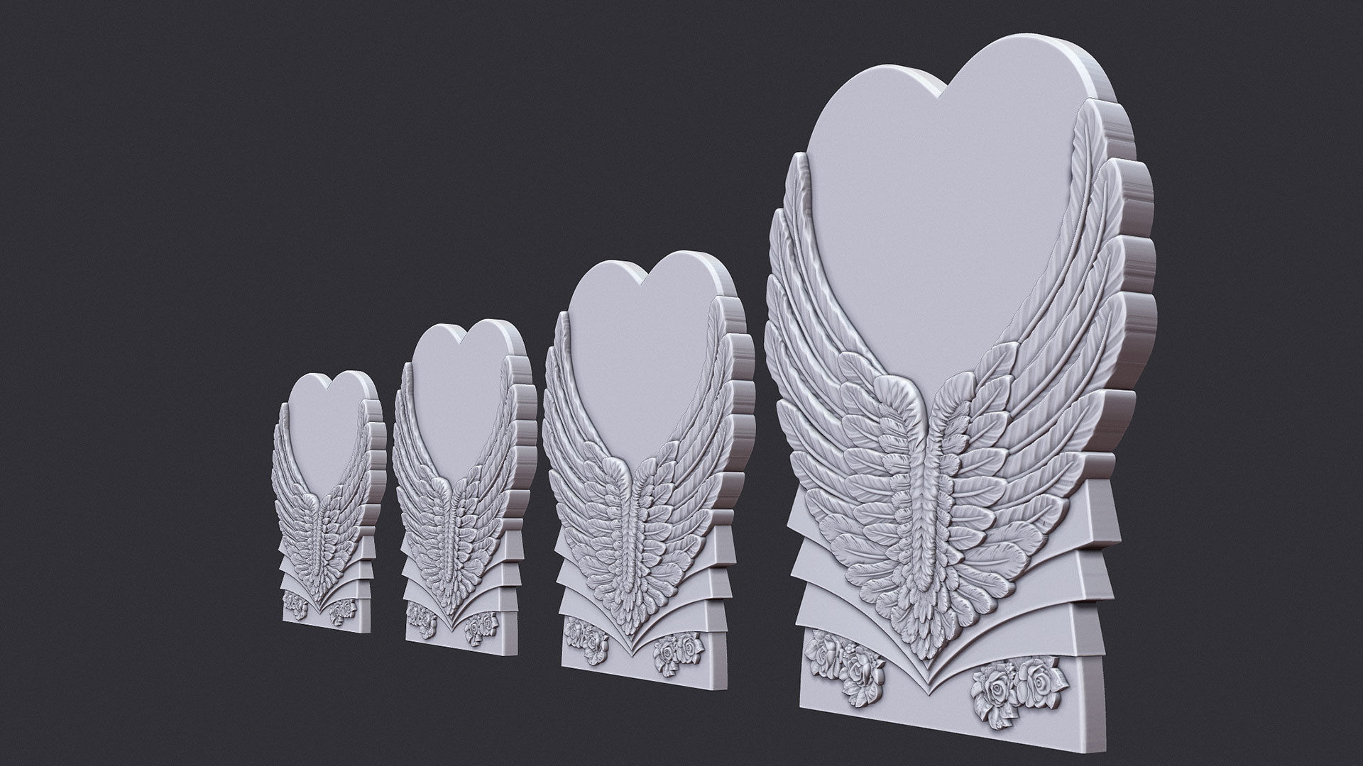 Angel Wings and Heart Memorial 3D print model_2