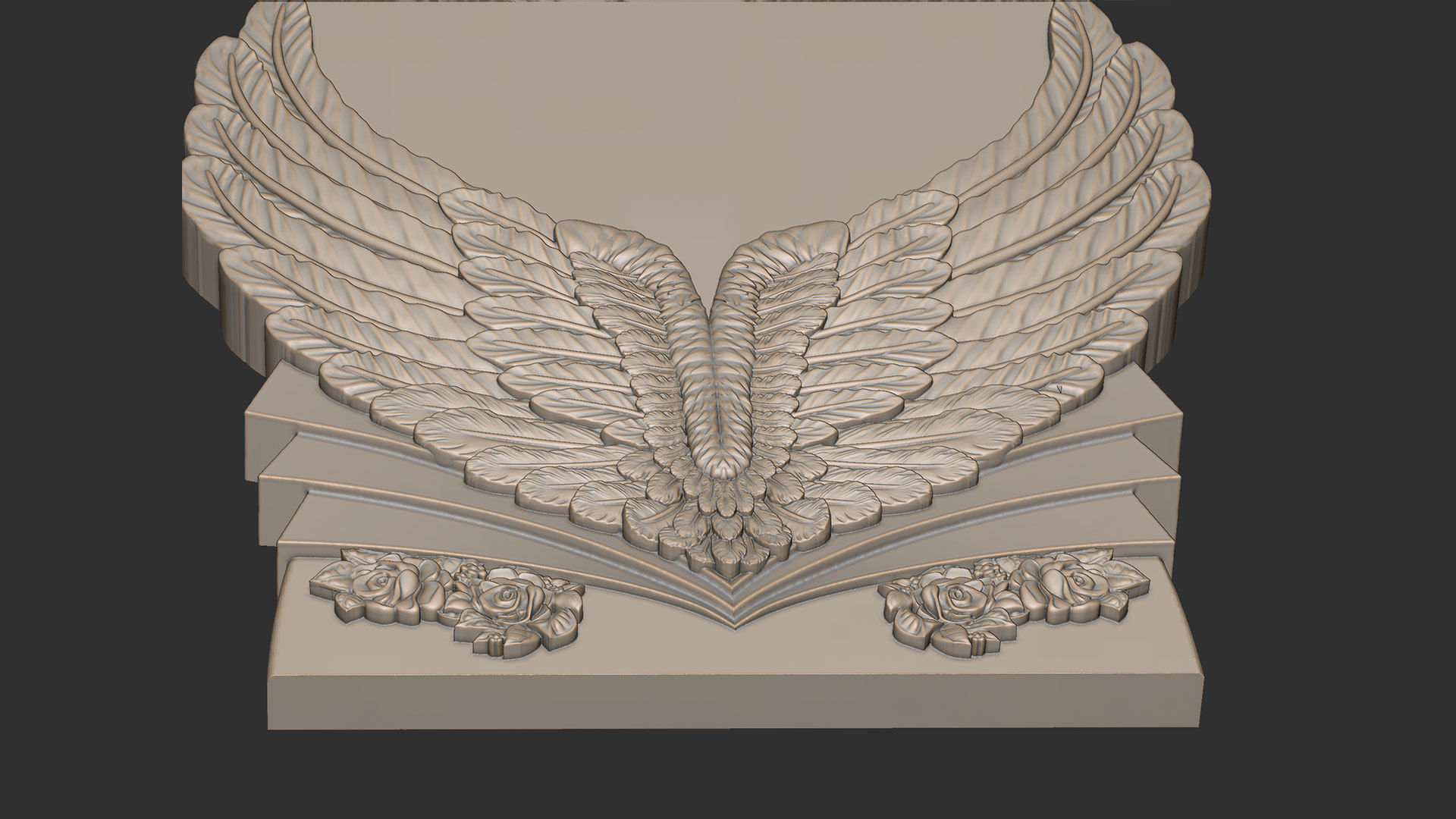 Angel Wings and Heart Memorial 3D print model_6