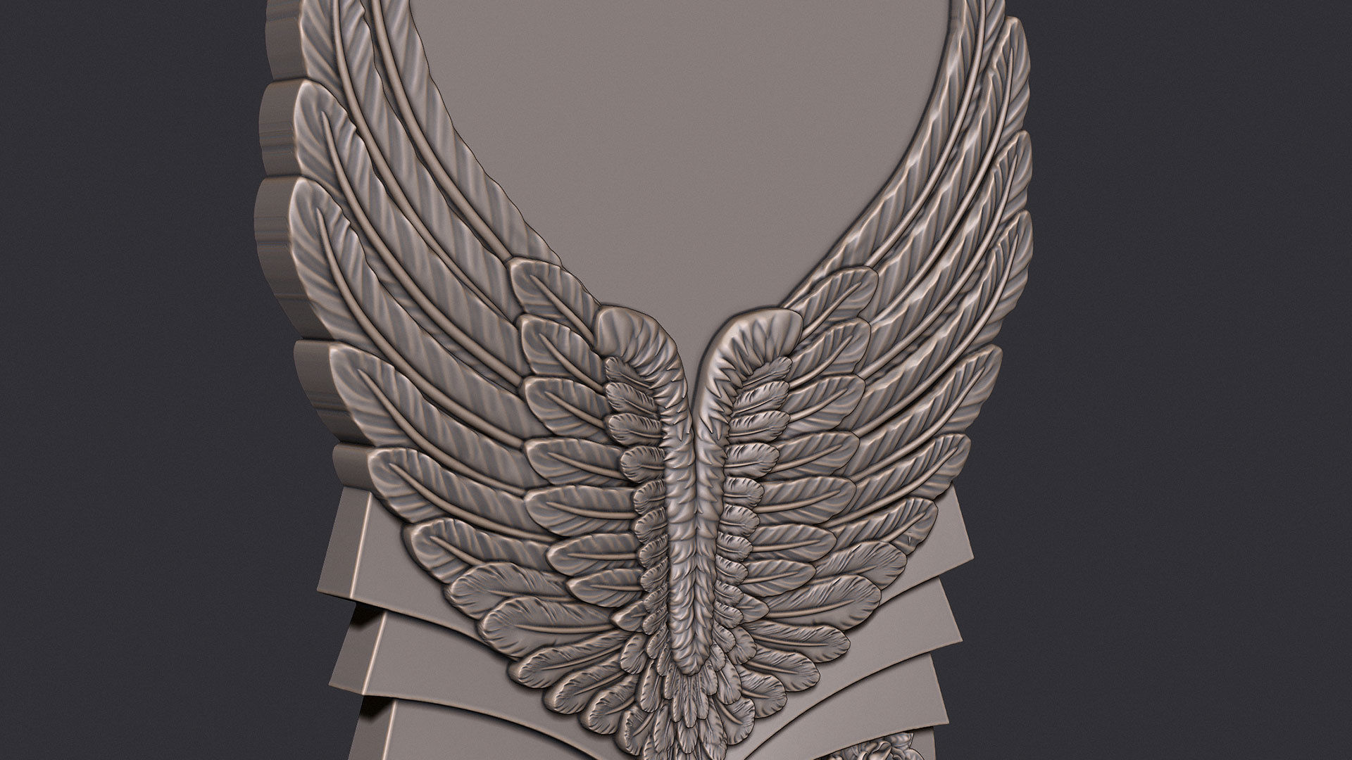 Angel Wings and Heart Memorial 3D print model_4
