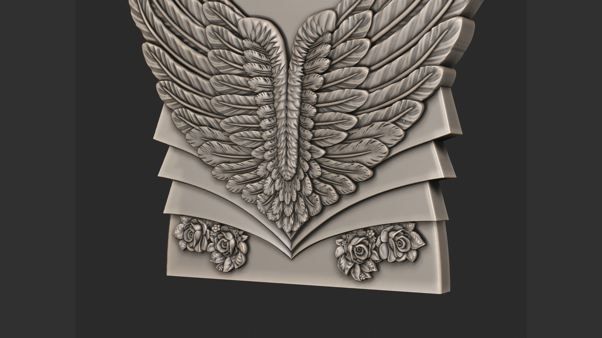 Angel Wings and Heart Memorial 3D print model_7
