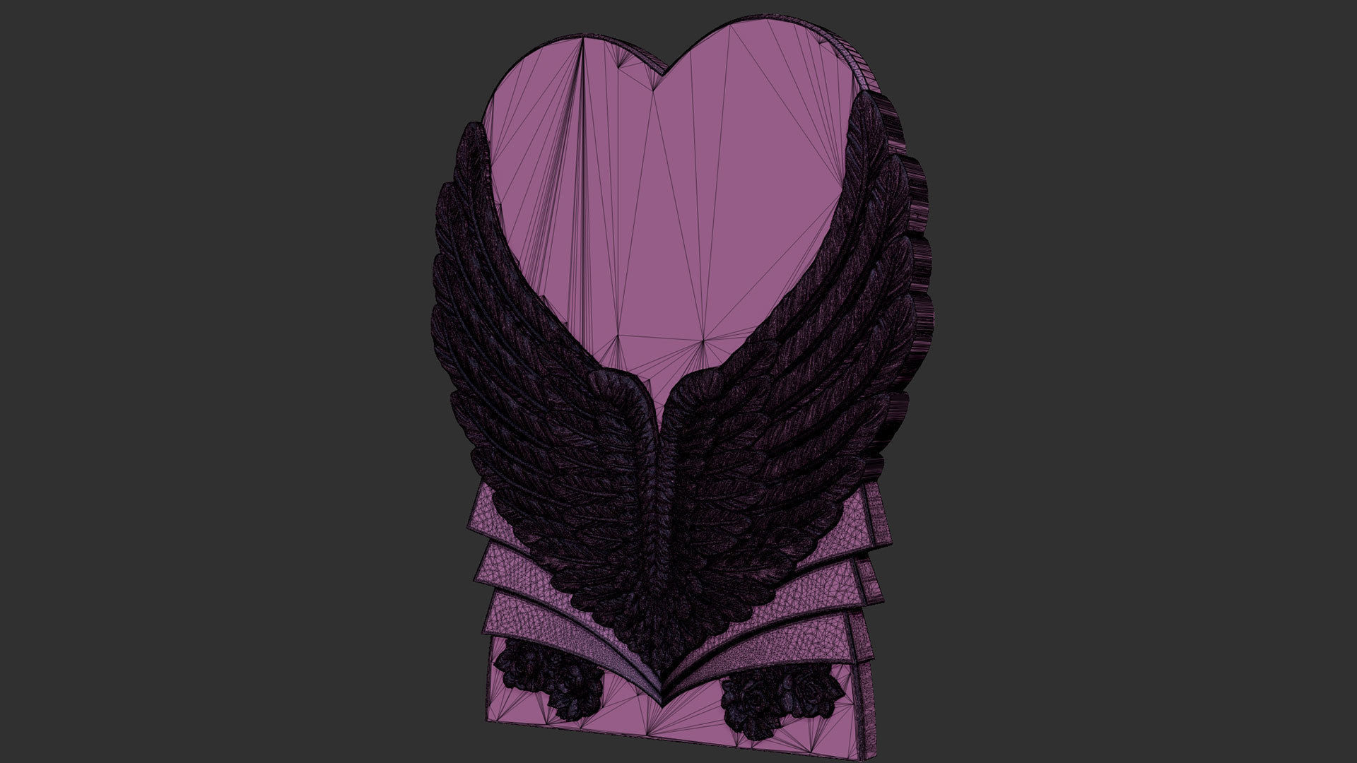 Angel Wings and Heart Memorial 3D print model_11