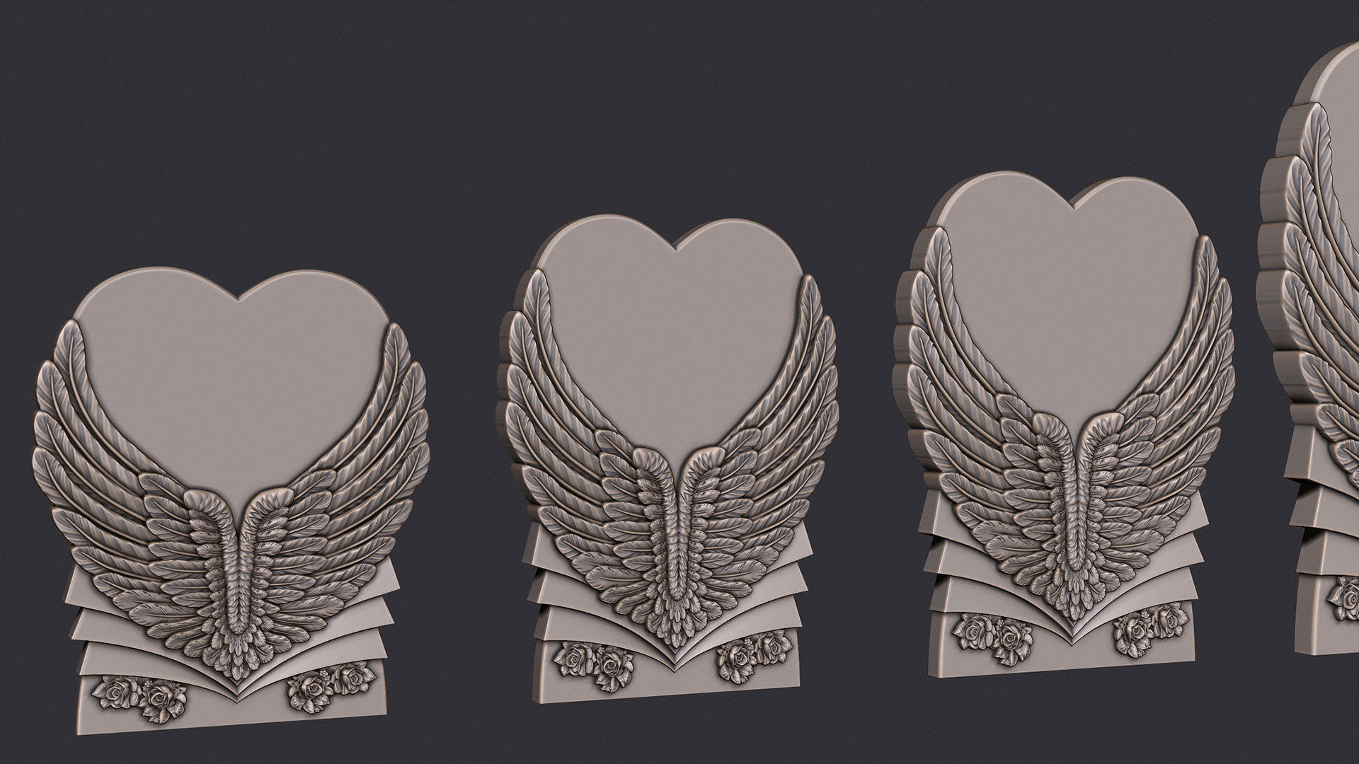 Angel Wings and Heart Memorial 3D print model_5