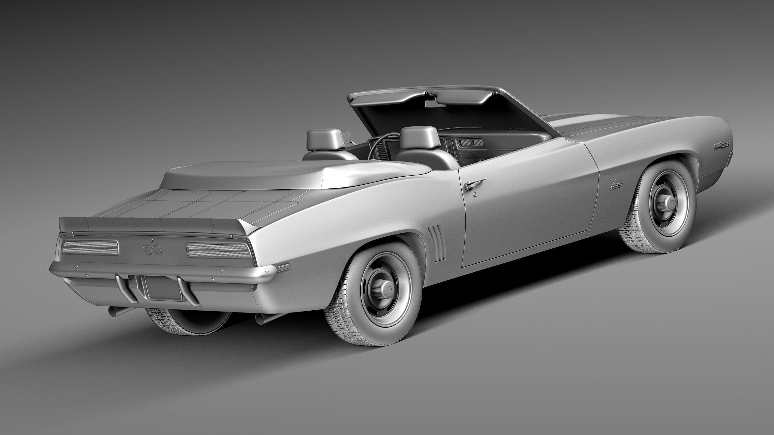 Chevrolet Camaro 1969 SS convertible 3D Model 3D model_12