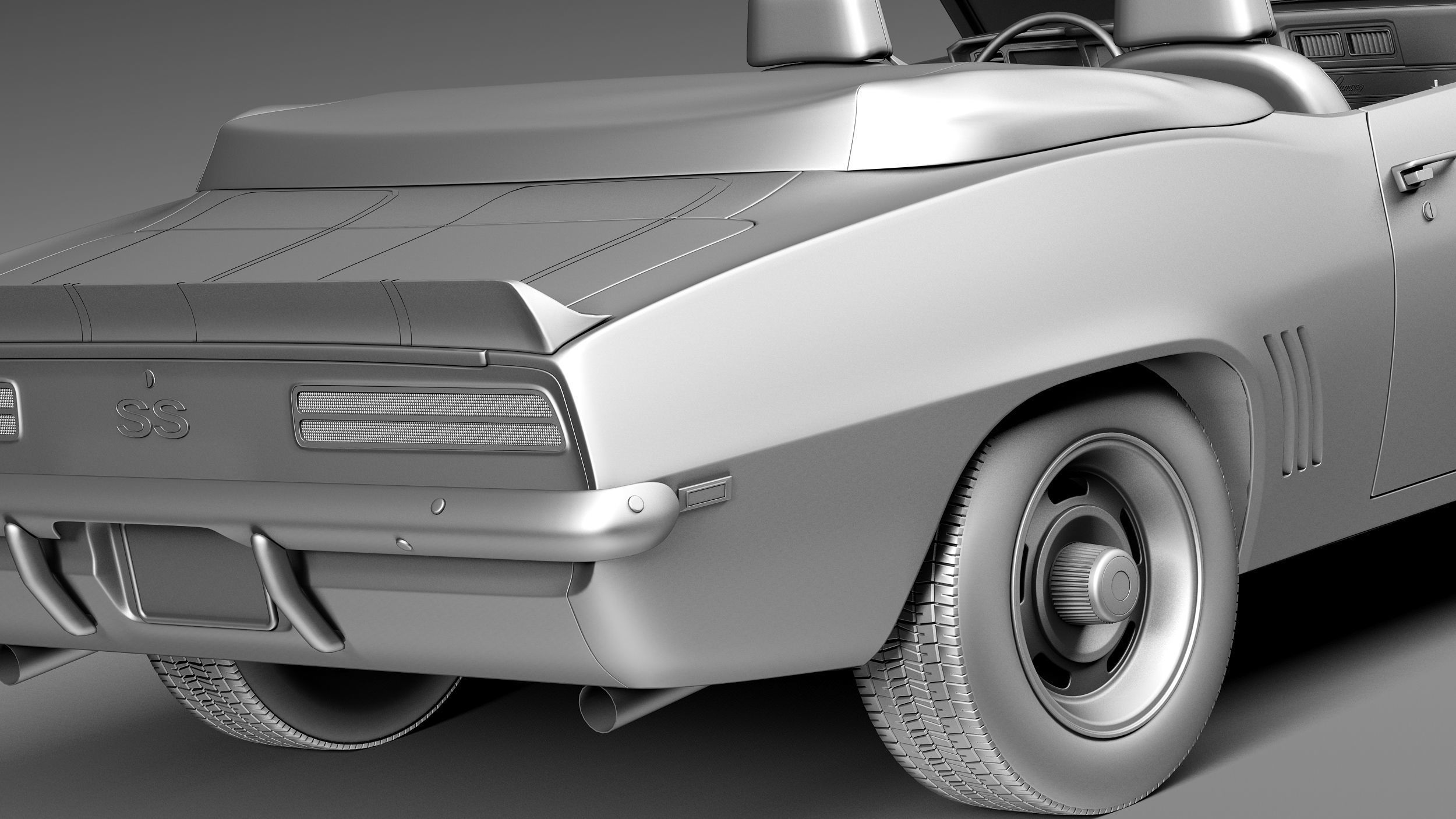 Chevrolet Camaro 1969 SS convertible 3D Model 3D model_11