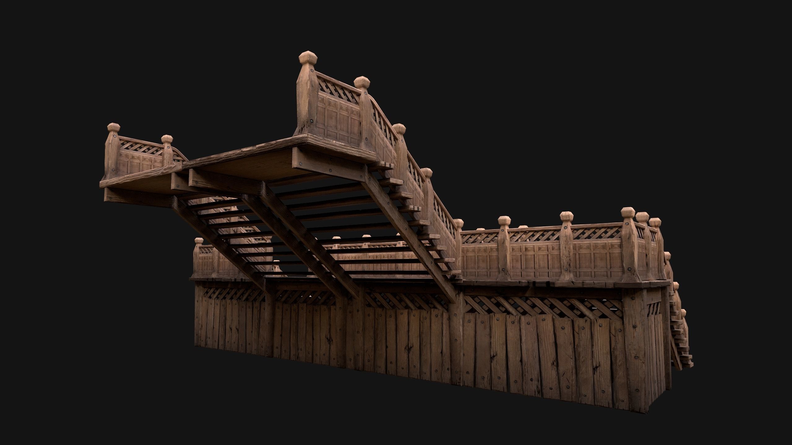 Stairs and Fences Medieval Pack Low-poly 3D model_39